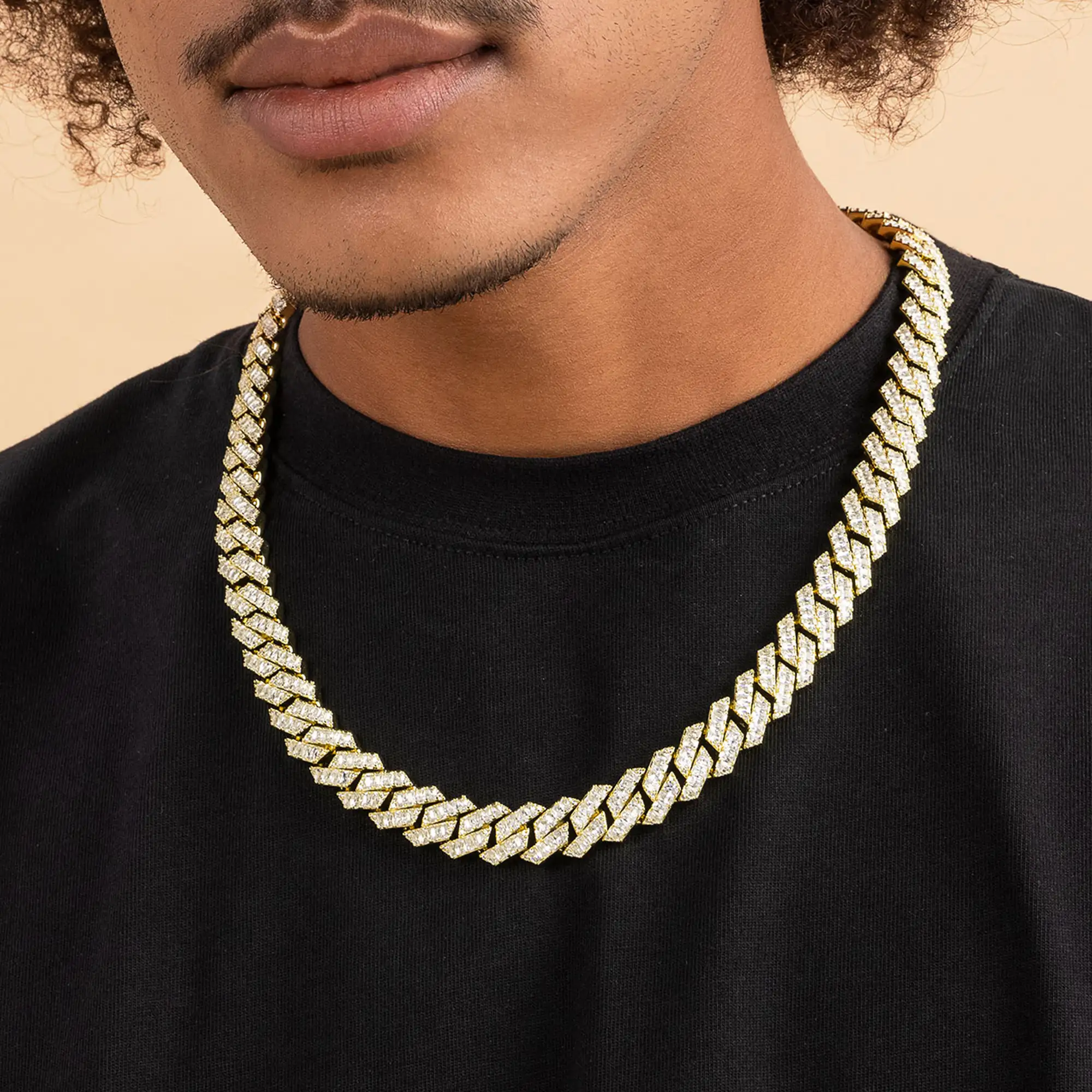 Emerald Cut Prong Cuban Link Chain - 12mm - Image 2