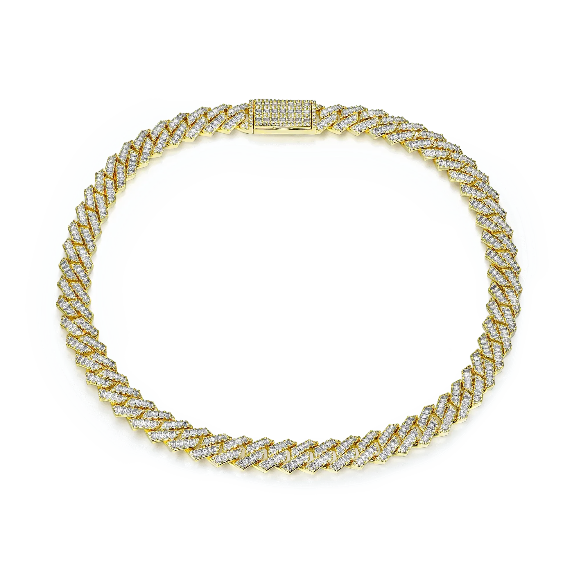 Emerald Cut Prong Cuban Link Chain - 12mm - Image 4