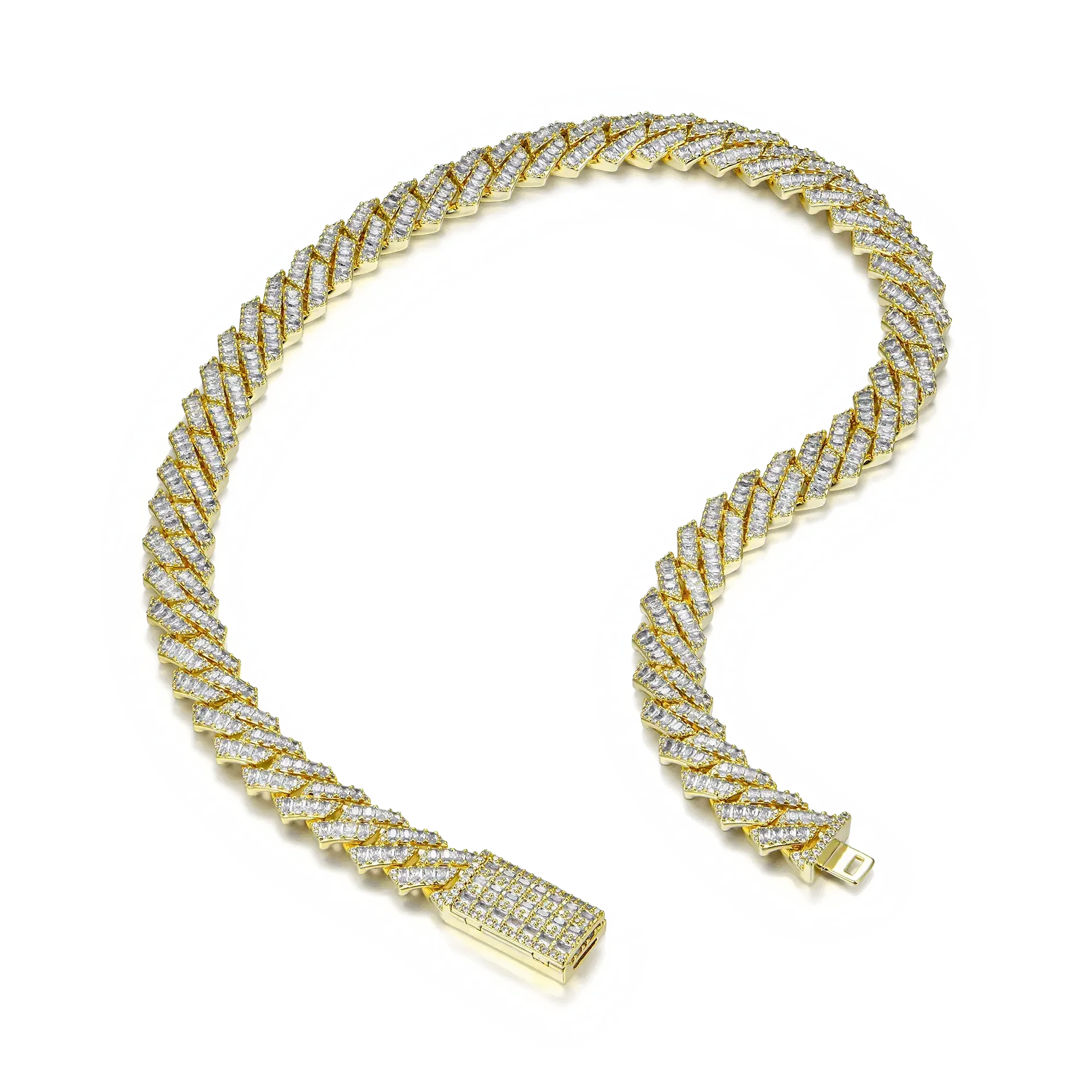 Emerald Cut Prong Cuban Link Chain - 12mm - Image 5