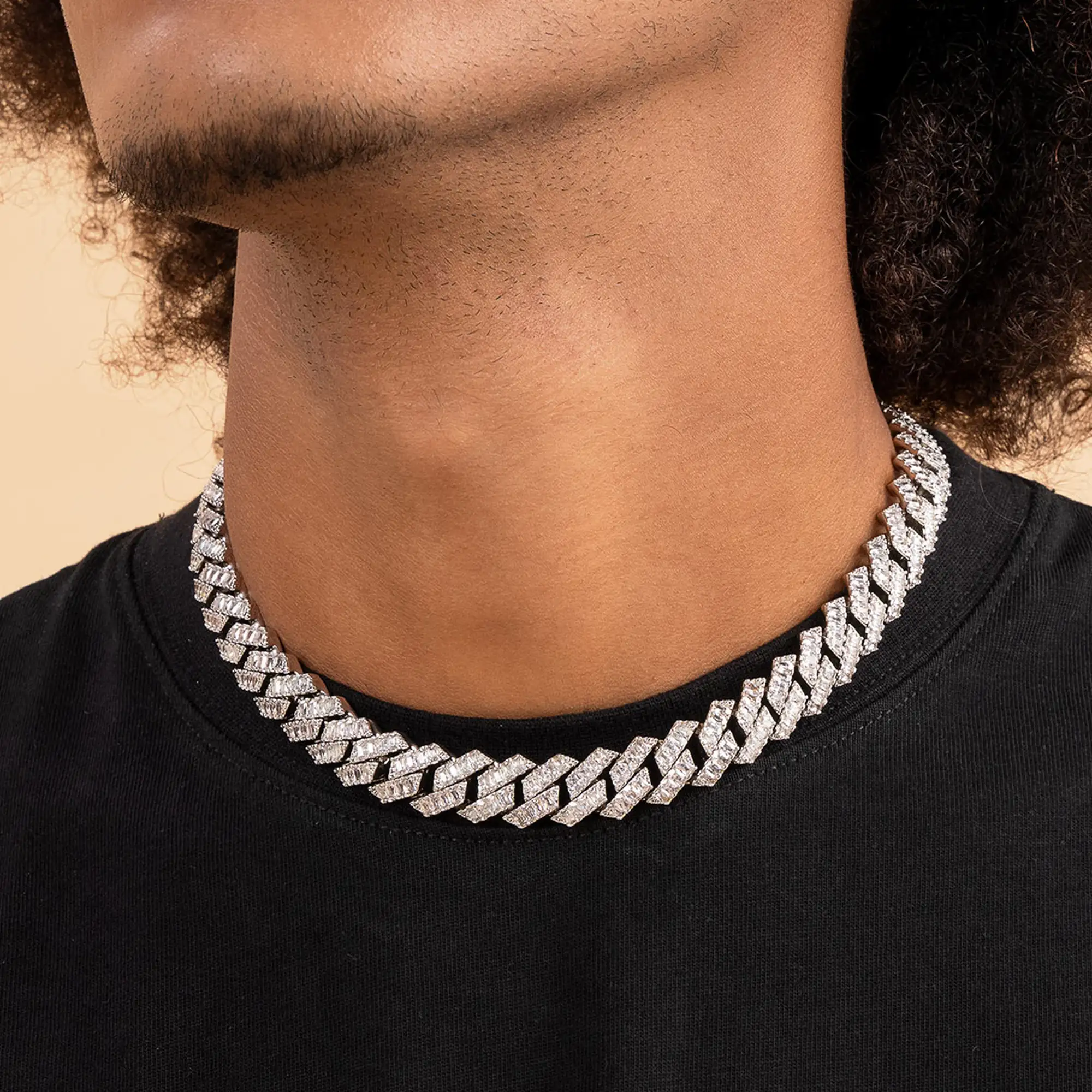 Emerald Cut Prong Cuban Link Chain - 12mm - Image 2