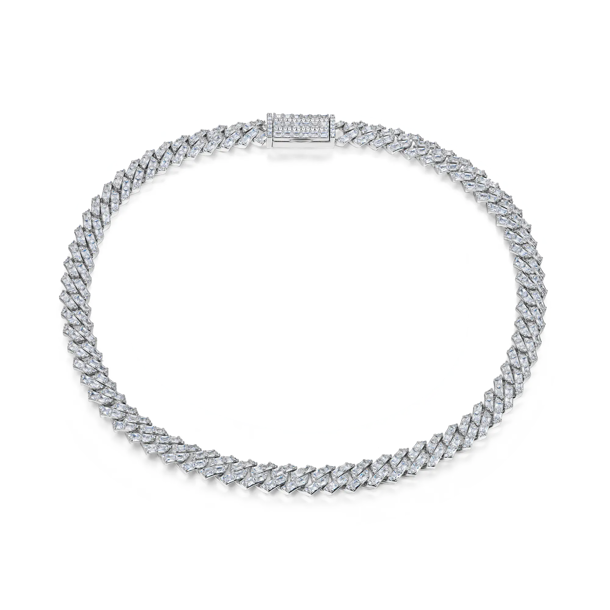 Emerald Cut Prong Cuban Link Chain - 12mm - Image 4