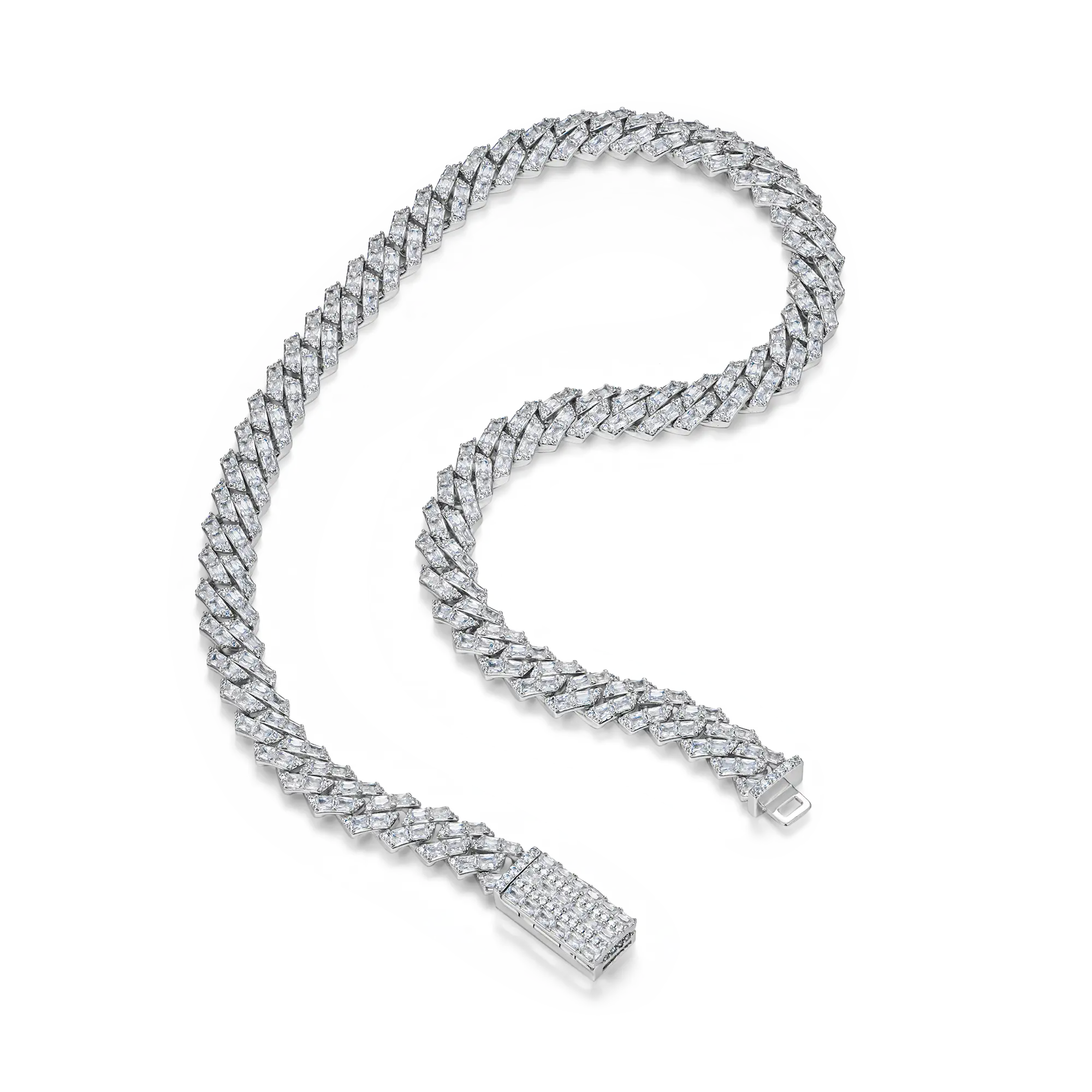 Emerald Cut Prong Cuban Link Chain - 12mm - Image 5