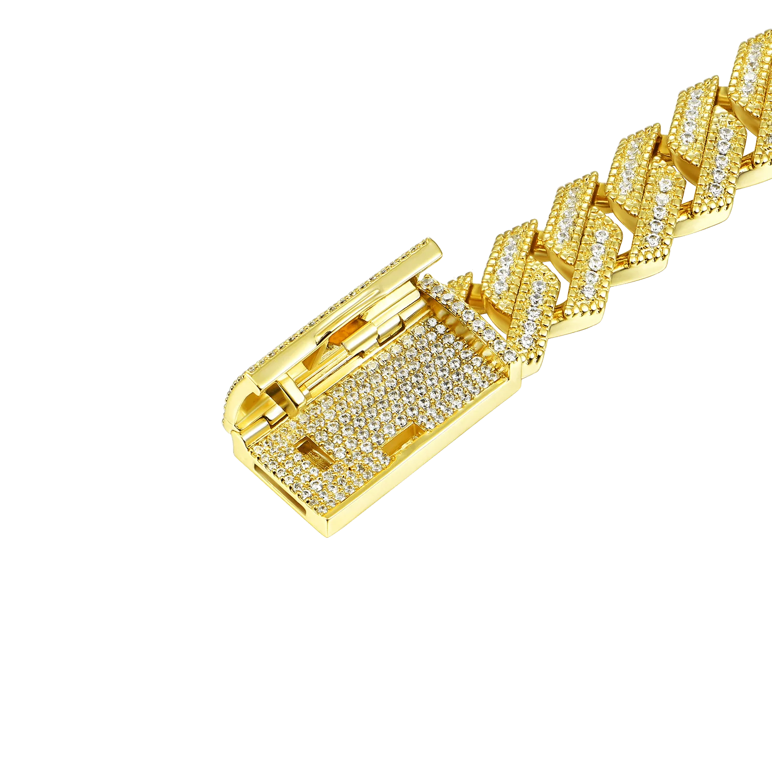 Halo Round Cut Prong Cuban Link Bracelet - 12mm - Image 8