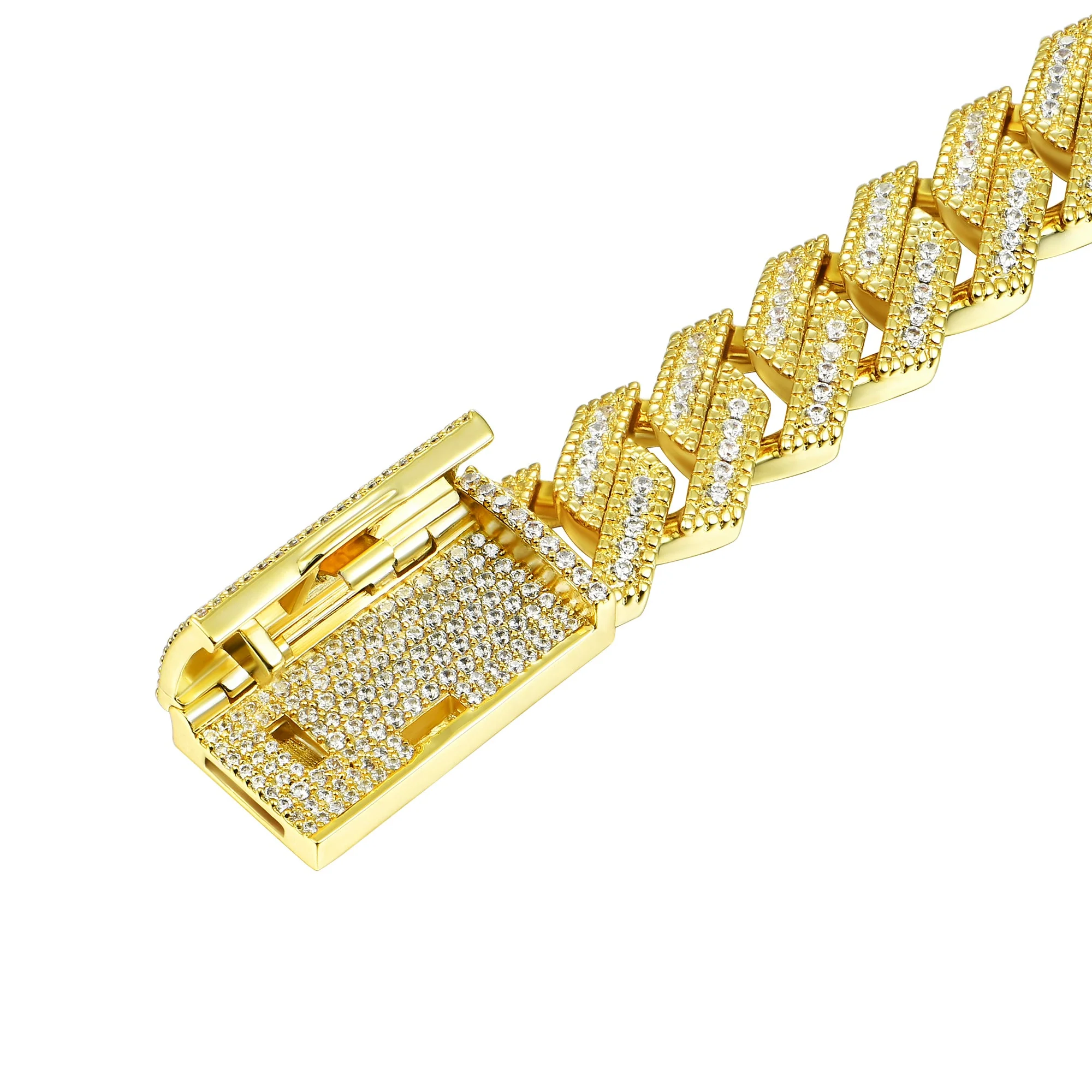 12mm Halo Round Cut Prong Cuban Link Bracelet - Image 10