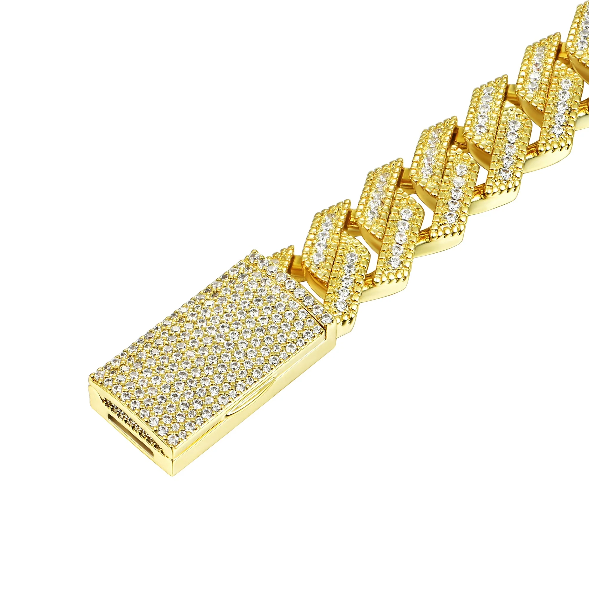 12mm Halo Round Cut Prong Cuban Link Bracelet - Image 11