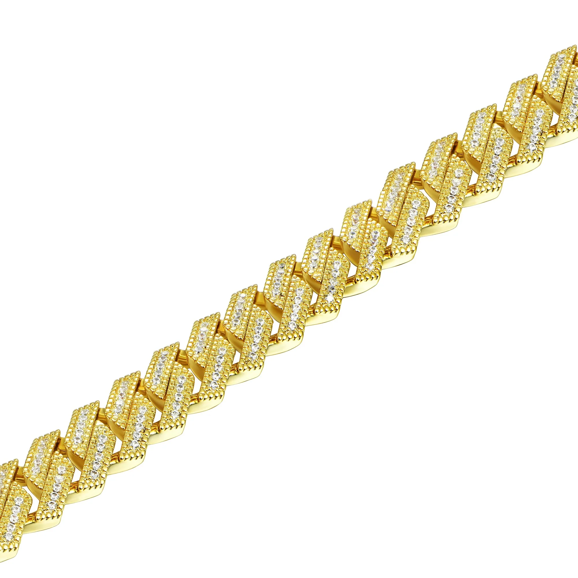 12mm Halo Round Cut Prong Cuban Link Bracelet - Image 12