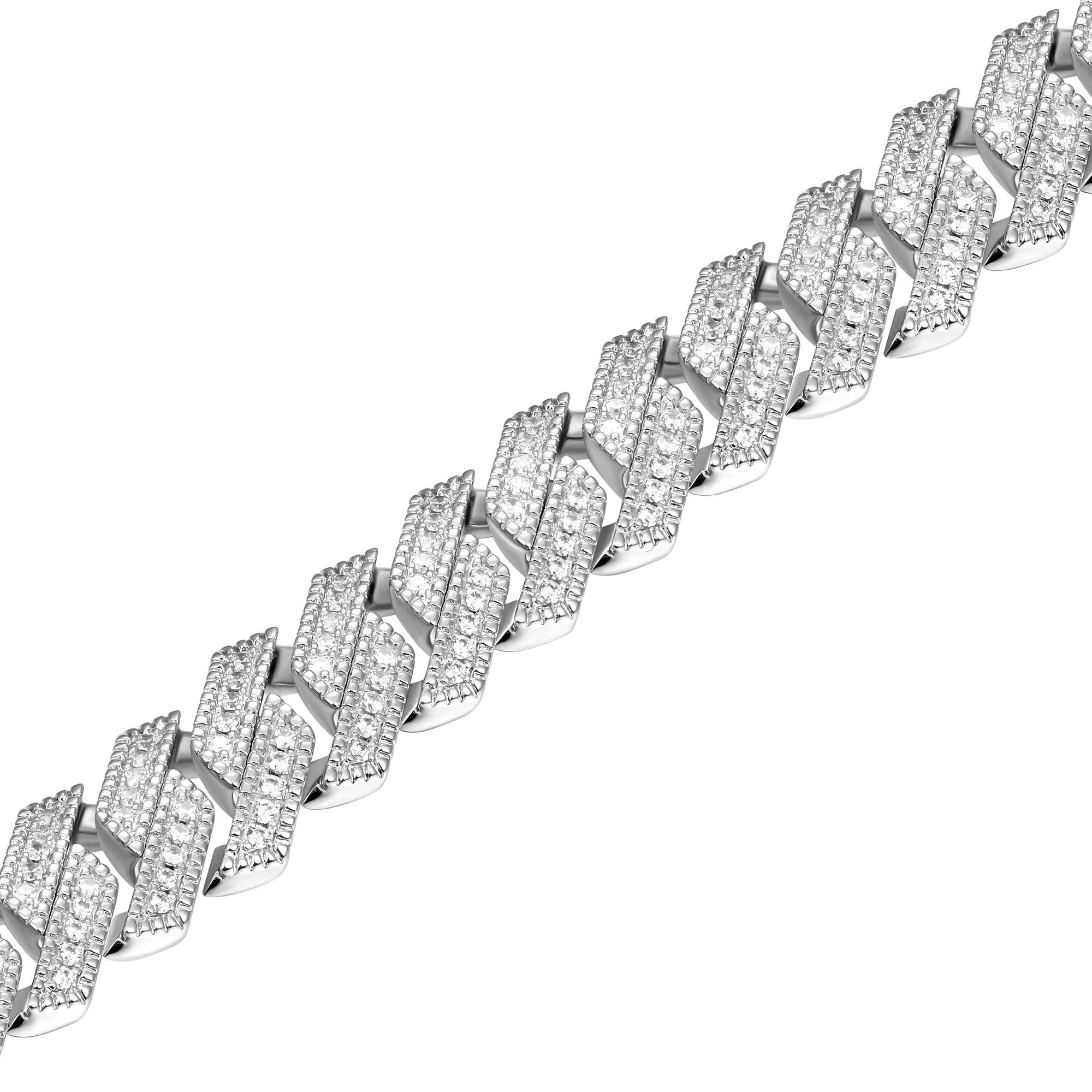 12mm Halo Round Cut Prong Cuban Link Bracelet - Image 3