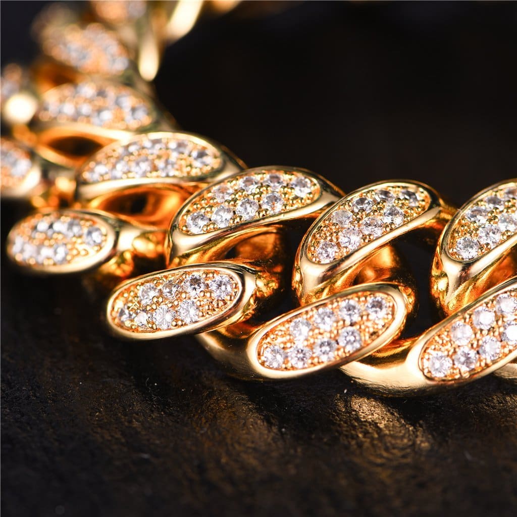 19mm 14K Gold Iced Cuban Bracelet - 7" - Image 3