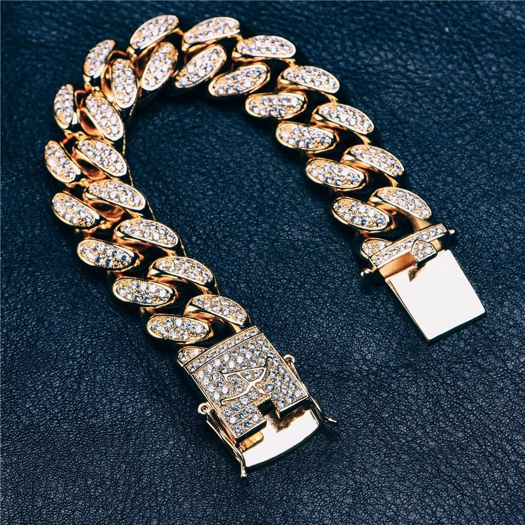 19mm 14K Gold Iced Cuban Bracelet - 7" - Image 4