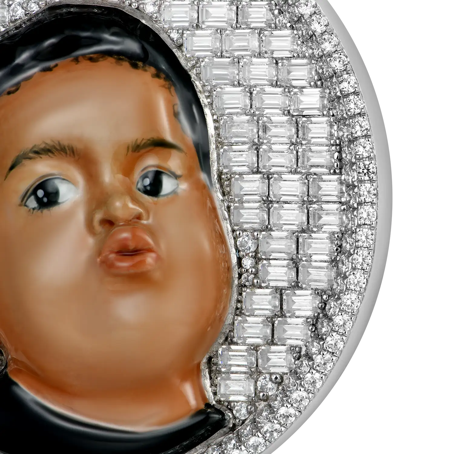 Custom 50mm Moissanite Enamel Round Pendant - Image 3
