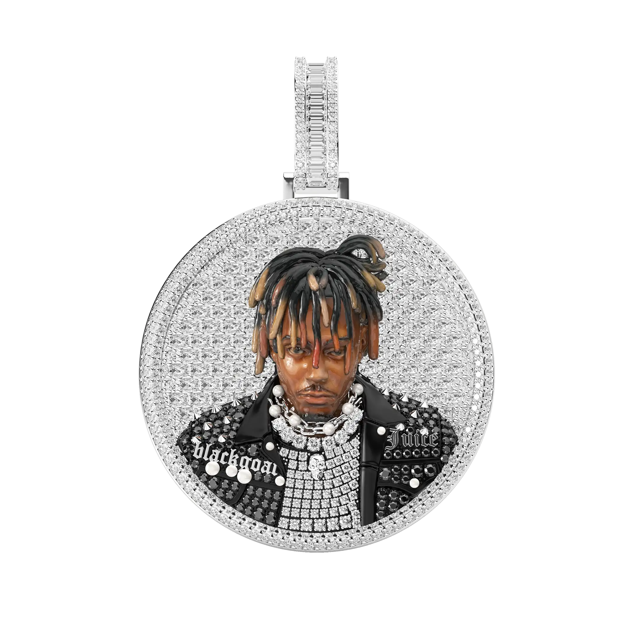 Custom 50mm Moissanite Enamel Round Pendant - Image 6