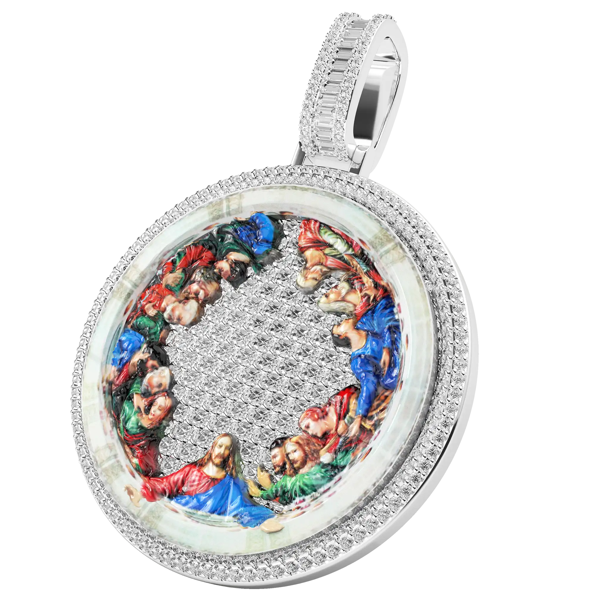 Custom 50mm Moissanite Enamel Round Pendant - Image 7