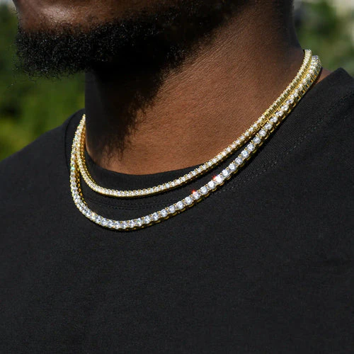 5mm Iced Tennis Chain - Yellow Gold - Image 3