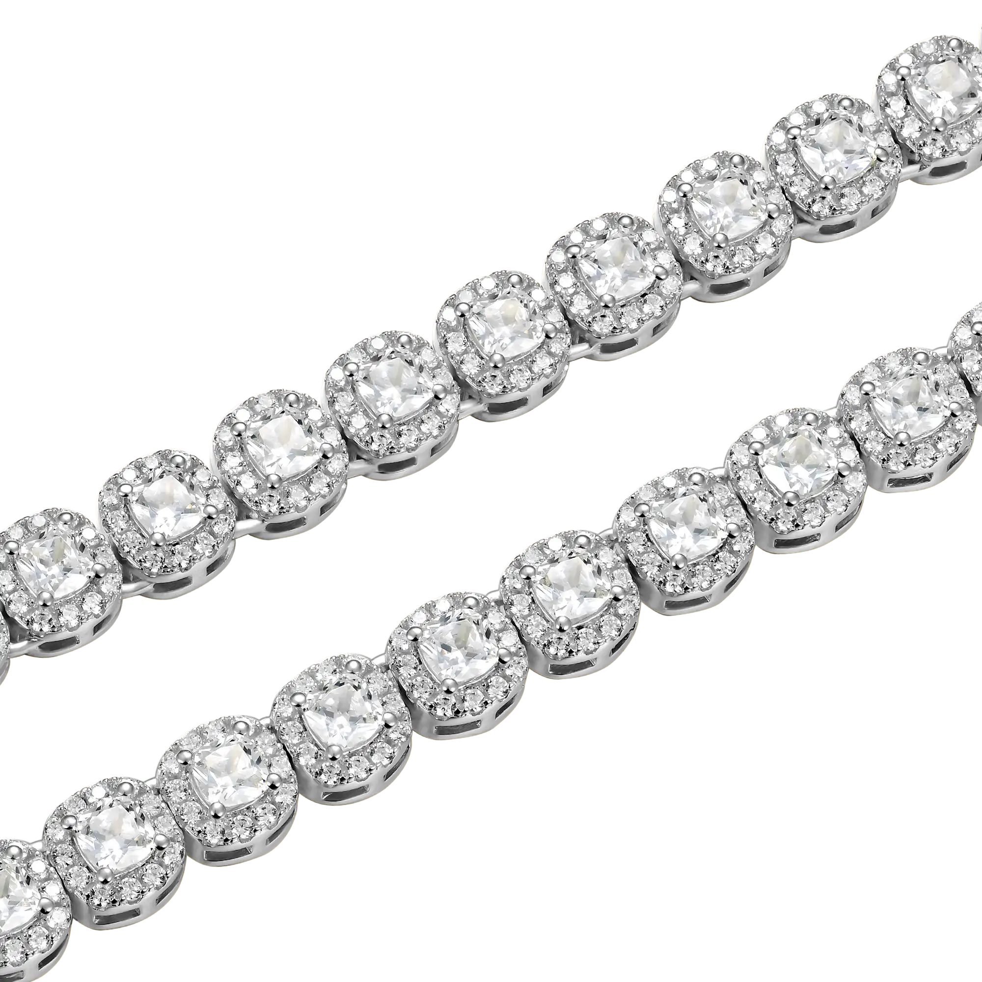 7mm Cushion-Cut Clustered Tennis Chain + Bracelet Gift Set - Image 3