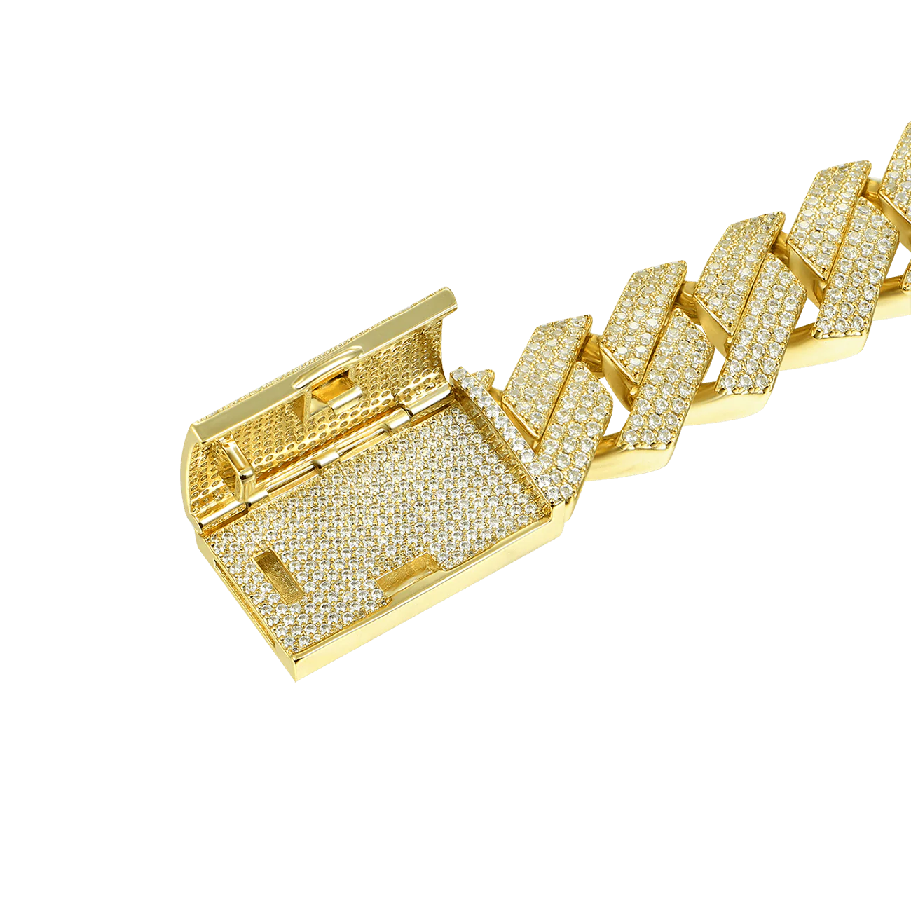 Yellow Gold Round Cut Prong Cuban Link Chain - 8mm - Image 6