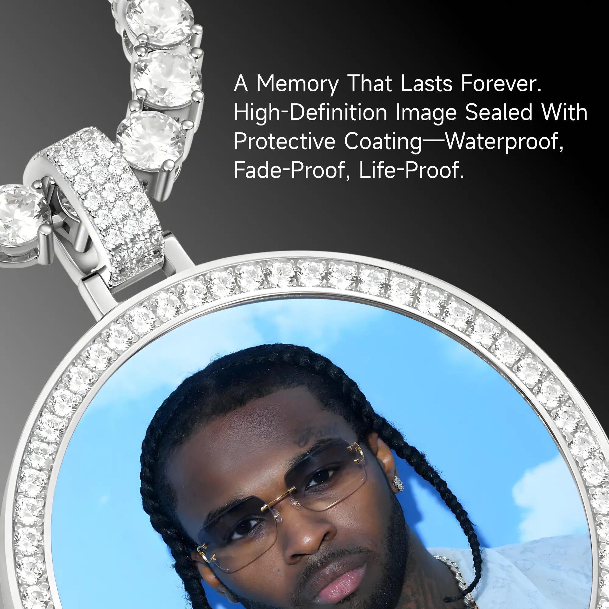 Custom Moissanite Photo Pendant - Image 3