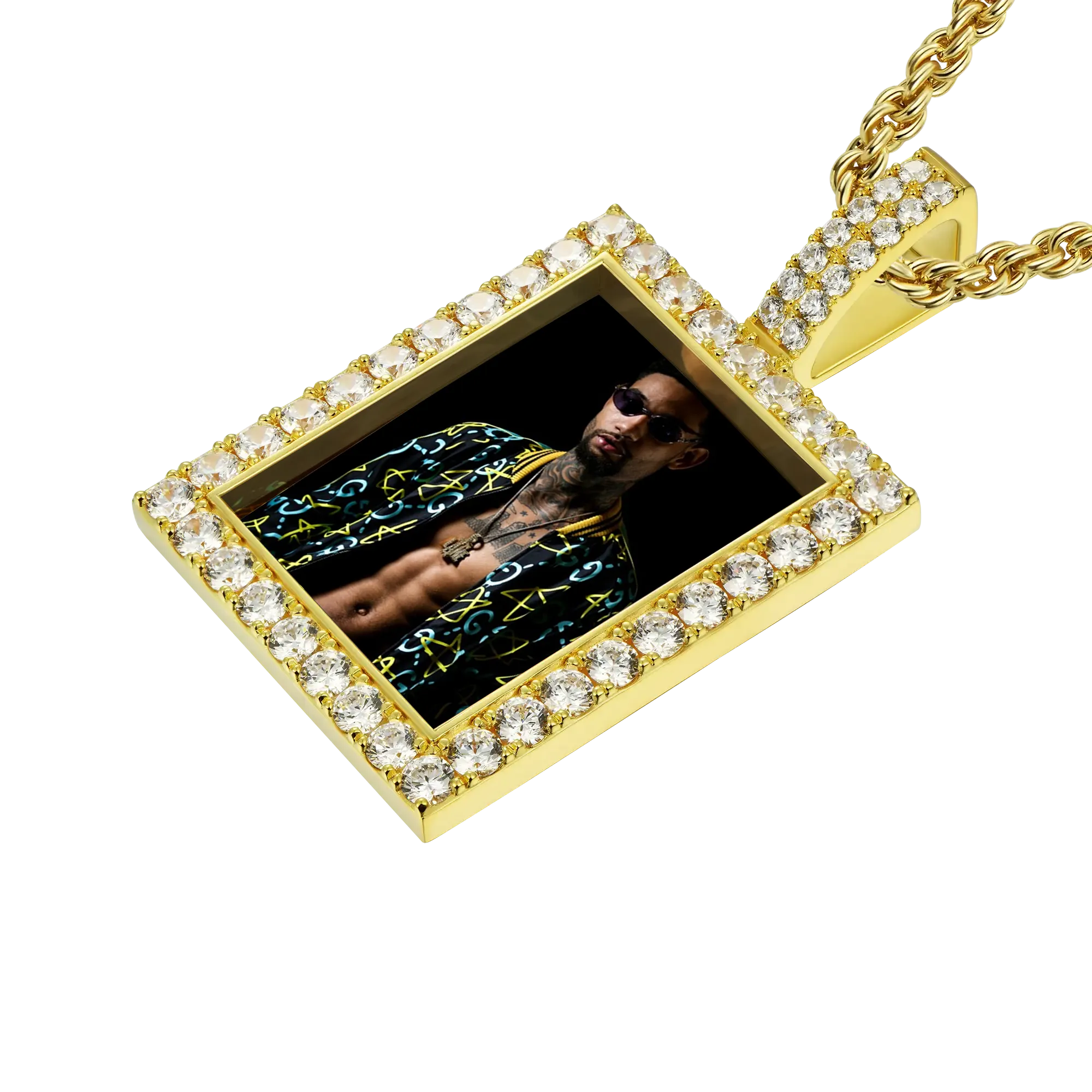 Iced Custom Rectangular Photo Pendant - Image 10