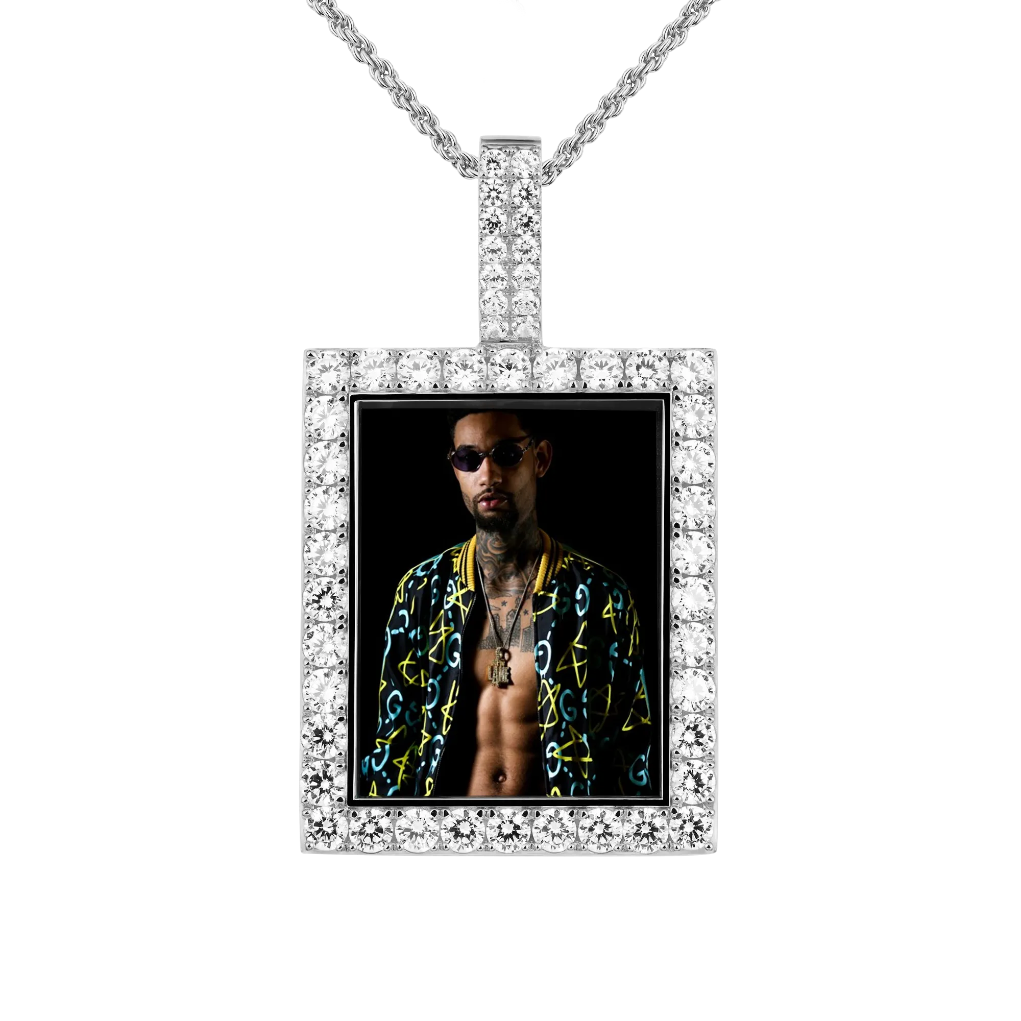 Iced Custom Rectangular Photo Pendant - Image 12