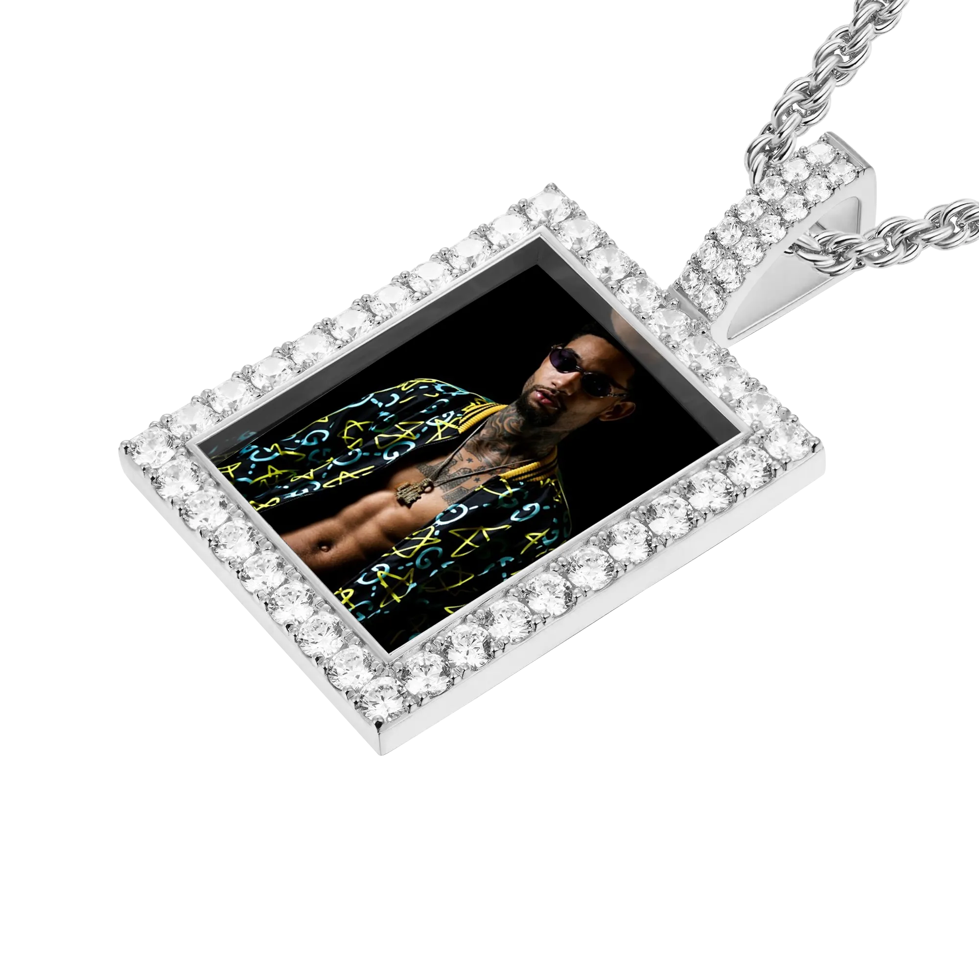 Iced Custom Rectangular Photo Pendant - Image 13
