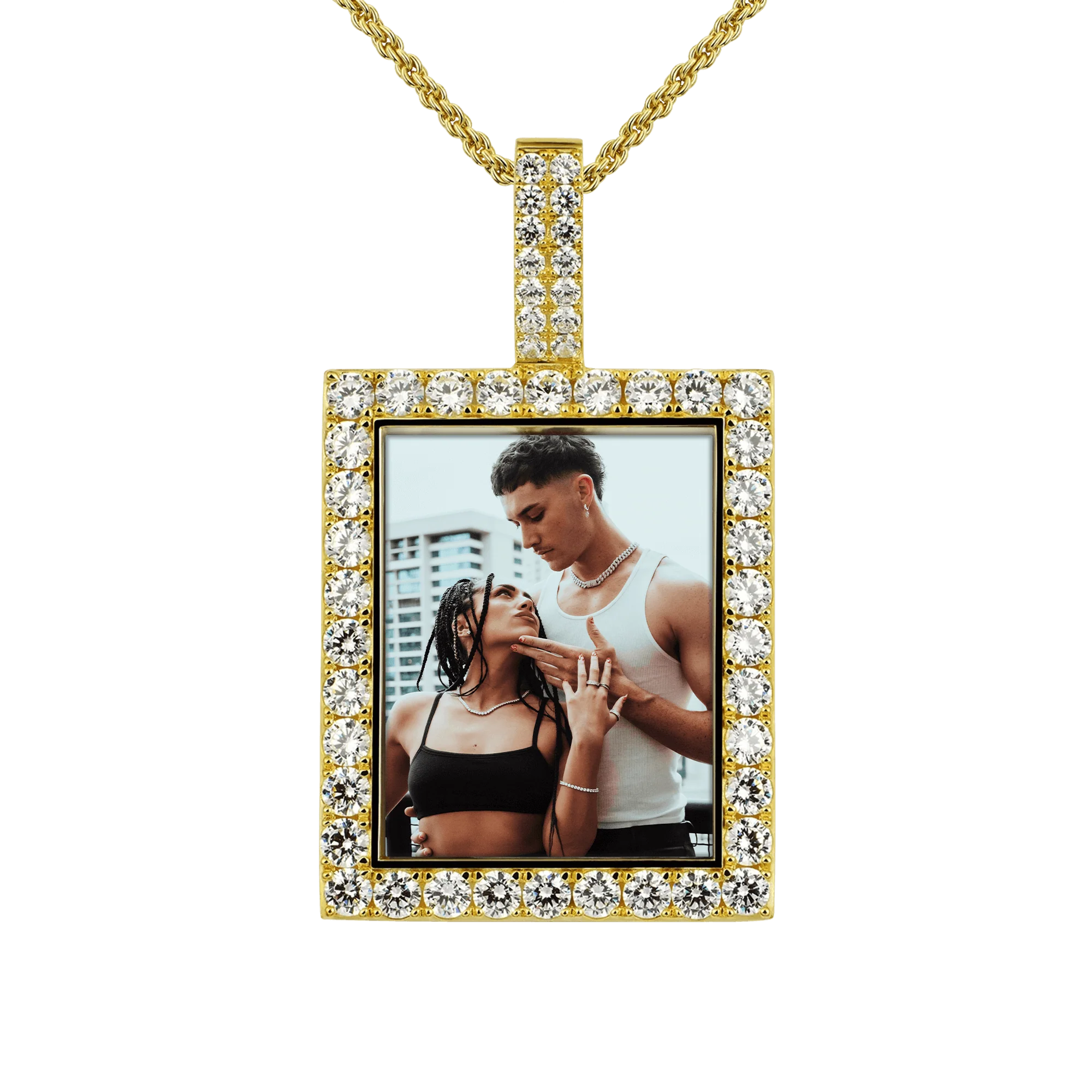 Iced Custom Rectangular Photo Pendant - Image 3