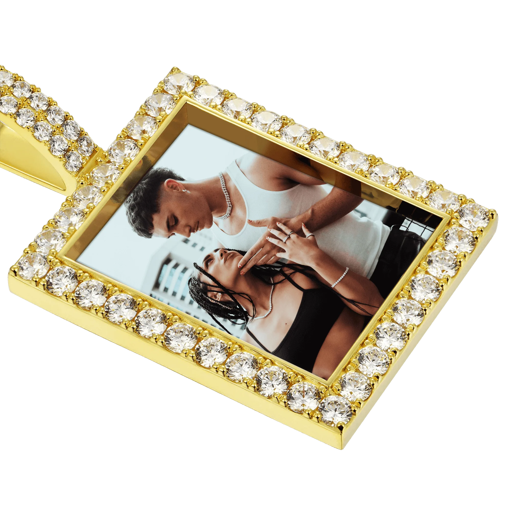 Iced Custom Rectangular Photo Pendant - Image 4
