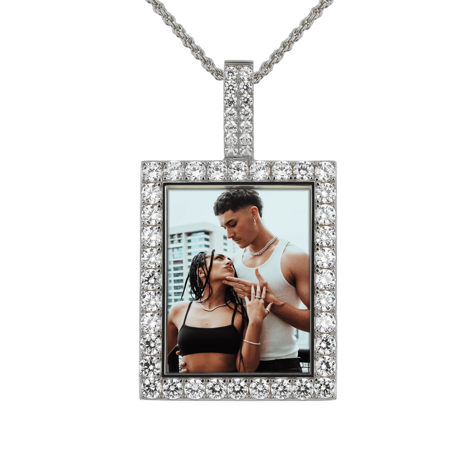 Iced Custom Rectangular Photo Pendant - Image 6