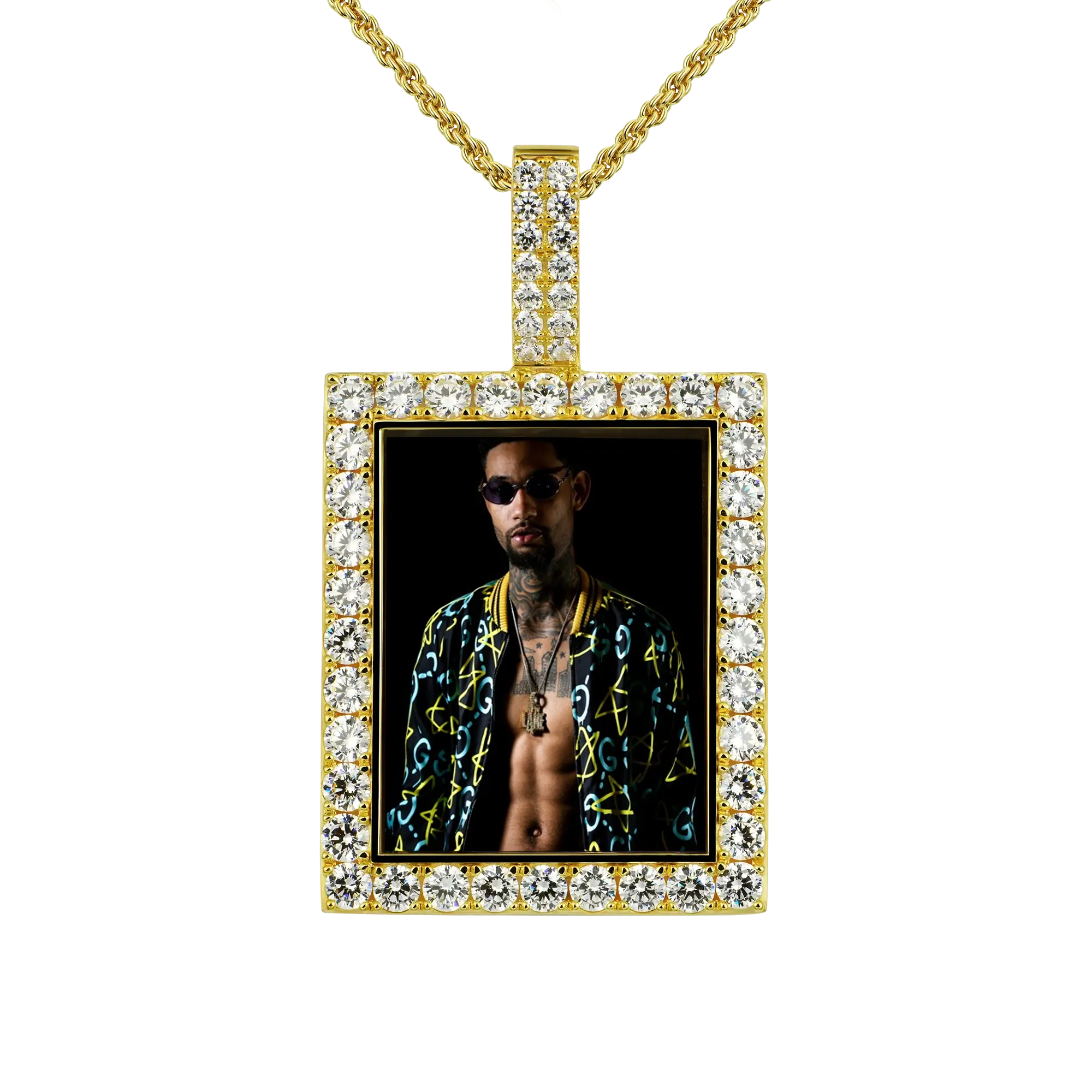 Iced Custom Rectangular Photo Pendant - Image 9