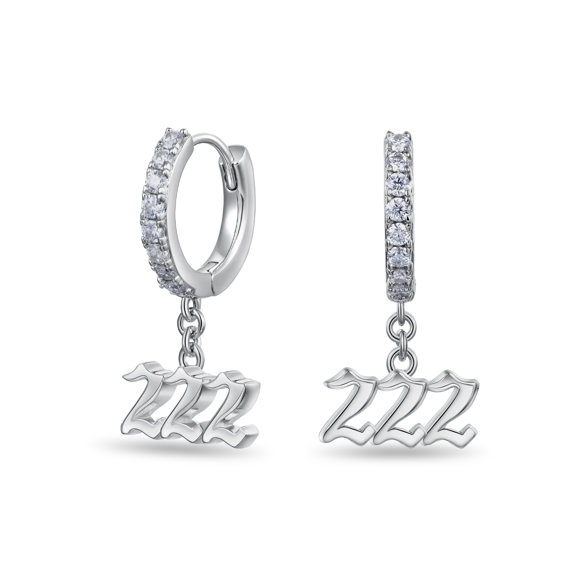 Moissanite S925 Angel Number Dangly Earring - 222
