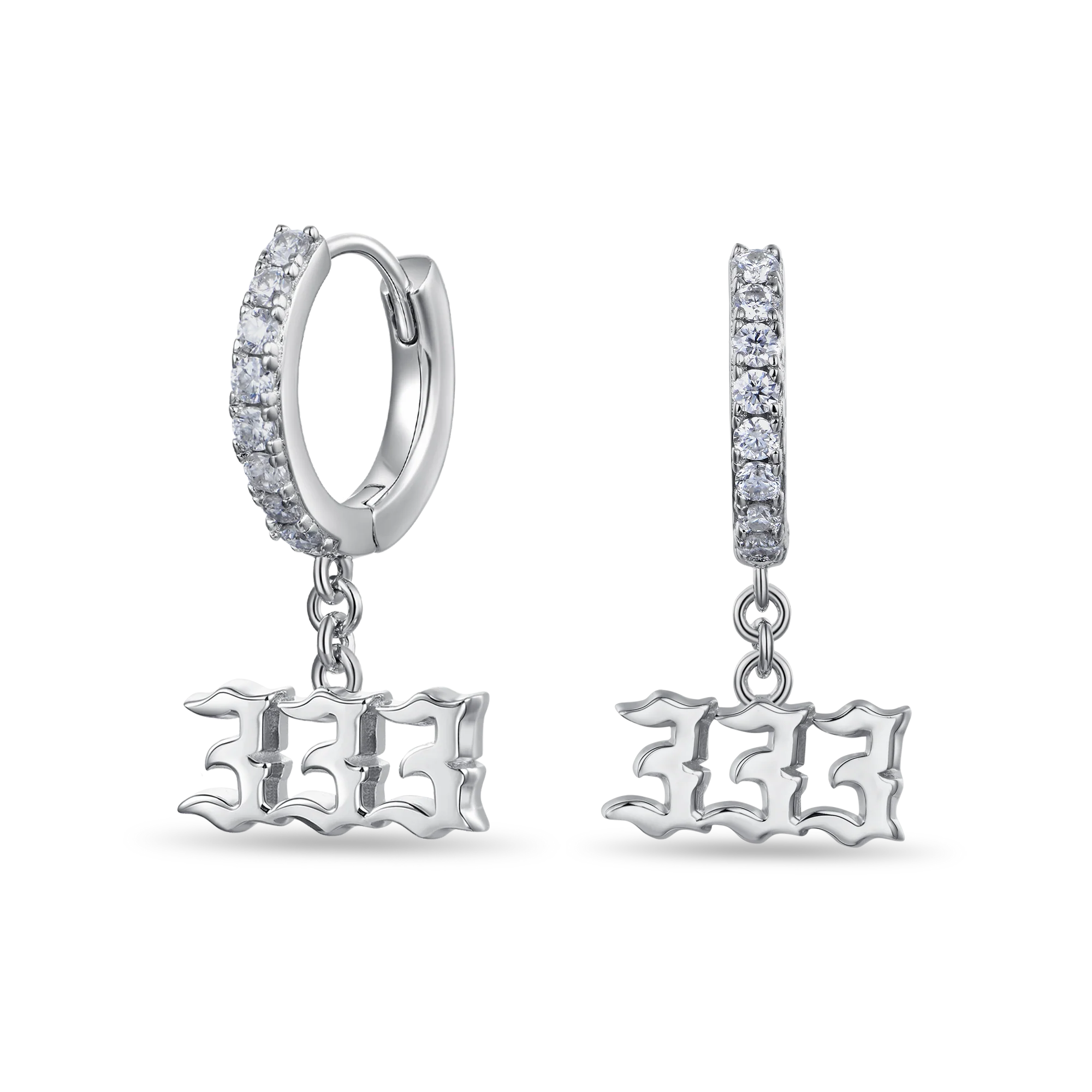 Moissanite S925 Angel Number Dangly Earring - 333
