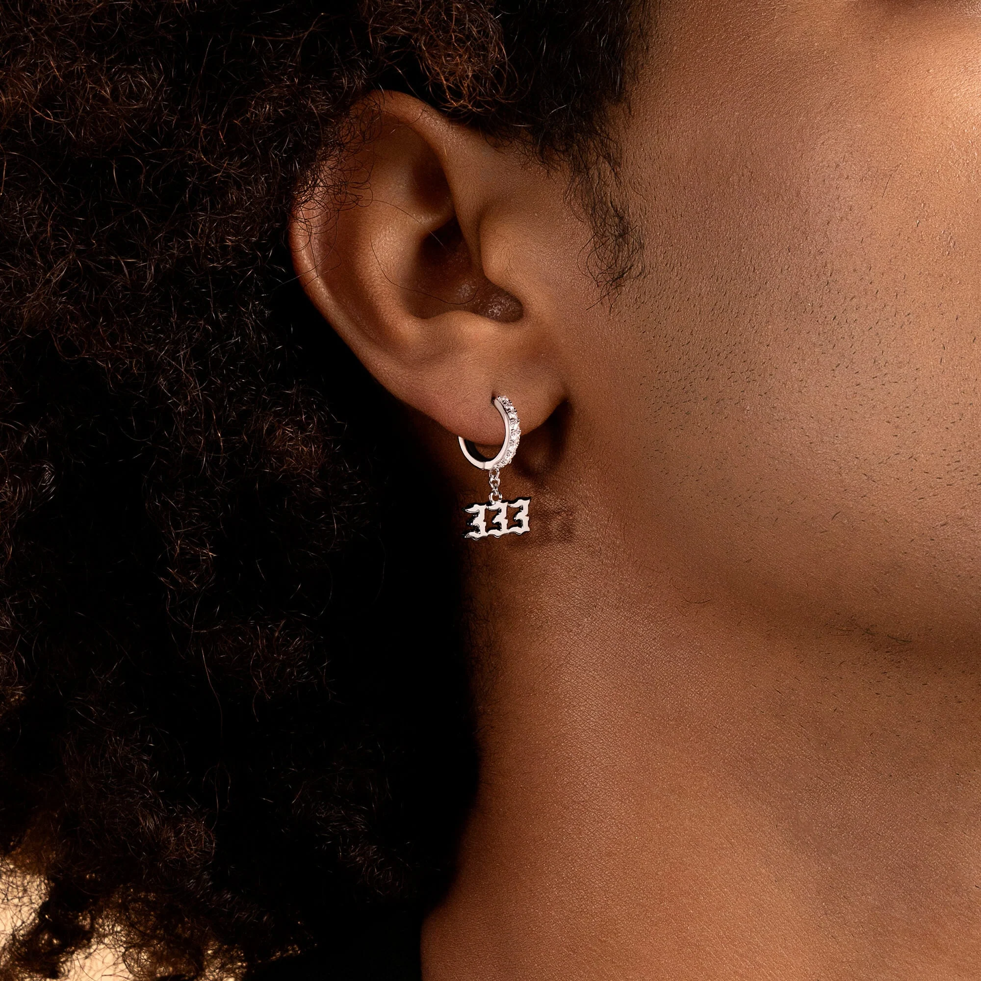 Moissanite S925 Angel Number Dangly Earring - 333 - Image 2