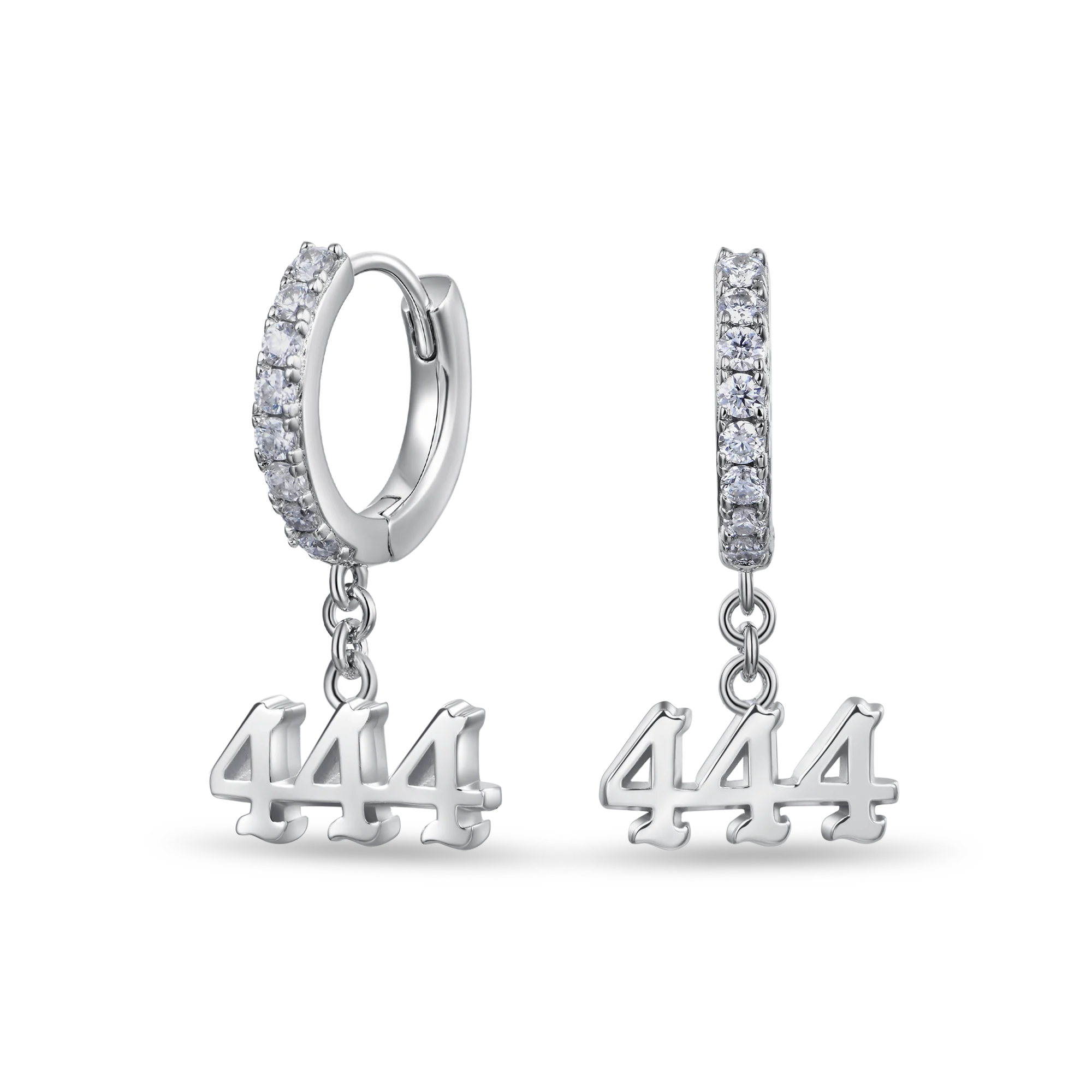 Moissanite S925 Angel Number Dangly Earring - 444