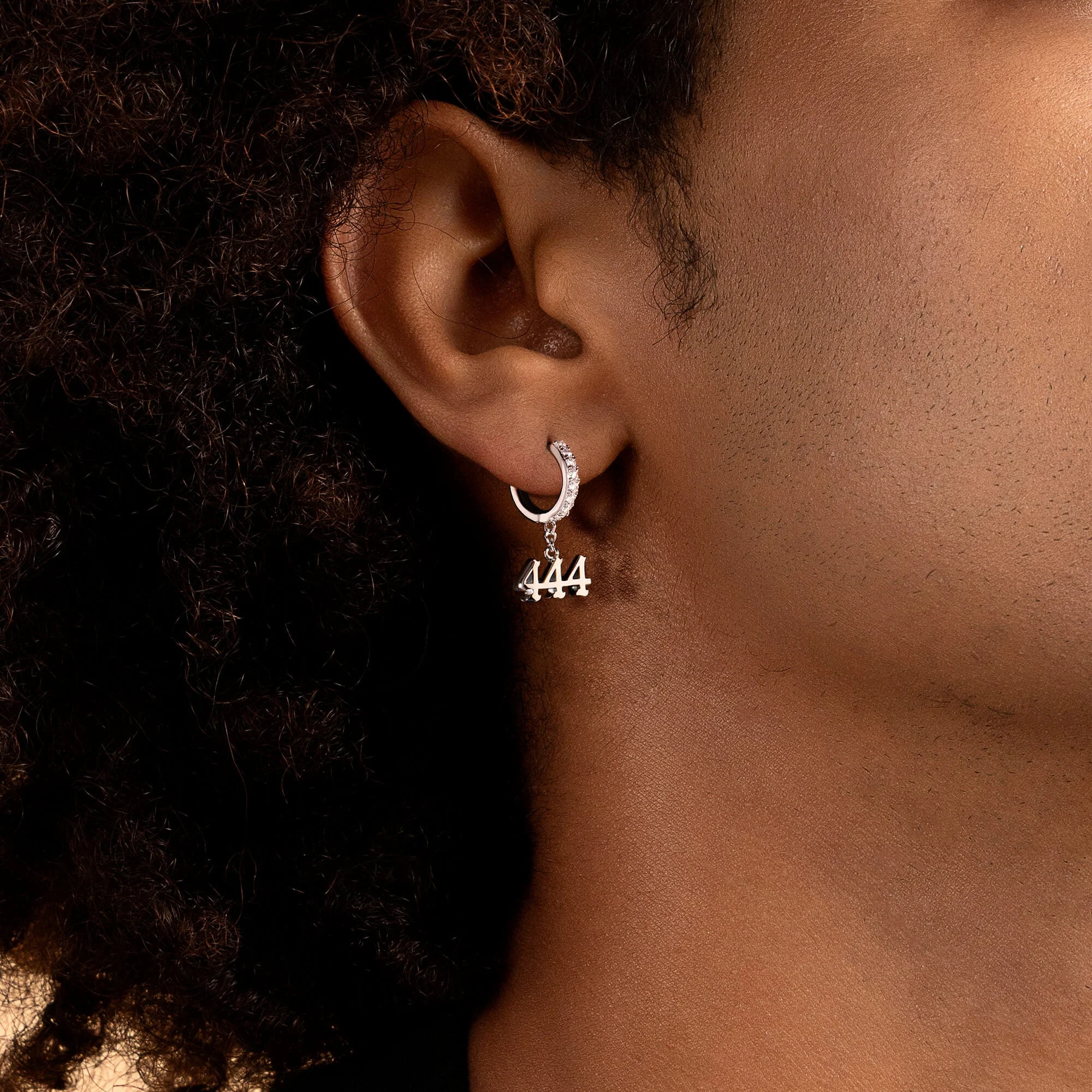 Moissanite S925 Angel Number Dangly Earring - 444 - Image 2