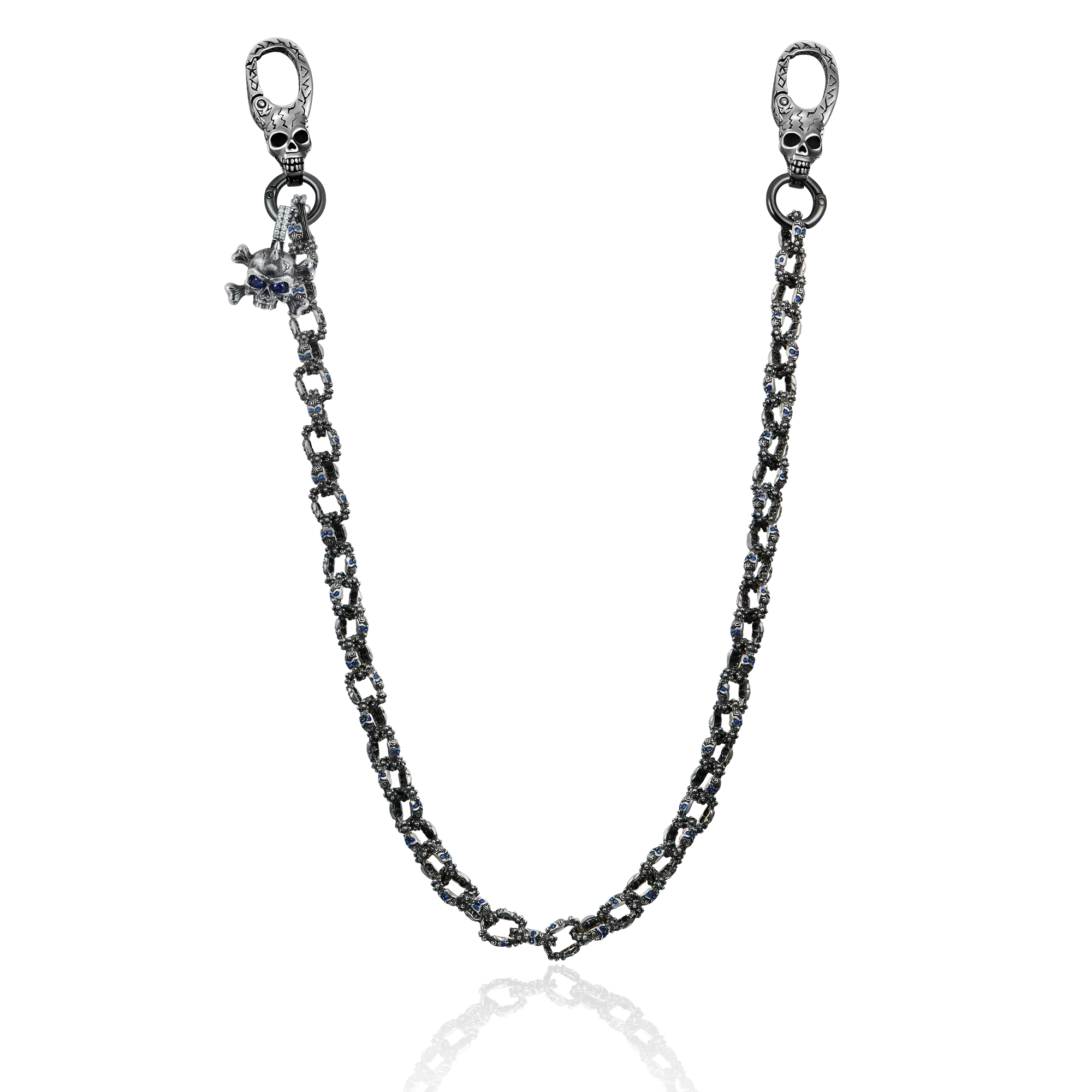 Aporro X Double-Sided Skull Link Necklace & Wallet Chain - Image 6