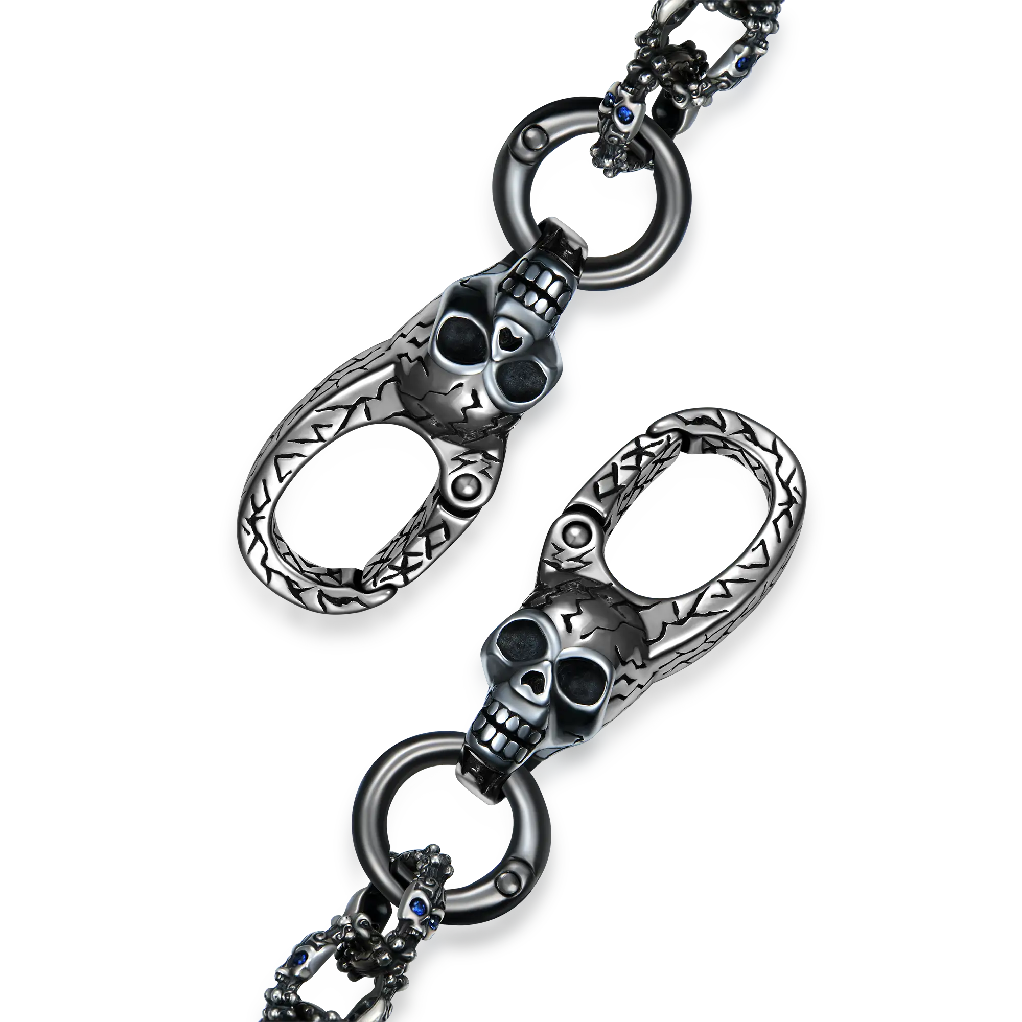 Aporro X Double-Sided Skull Link Necklace & Wallet Chain - Image 7