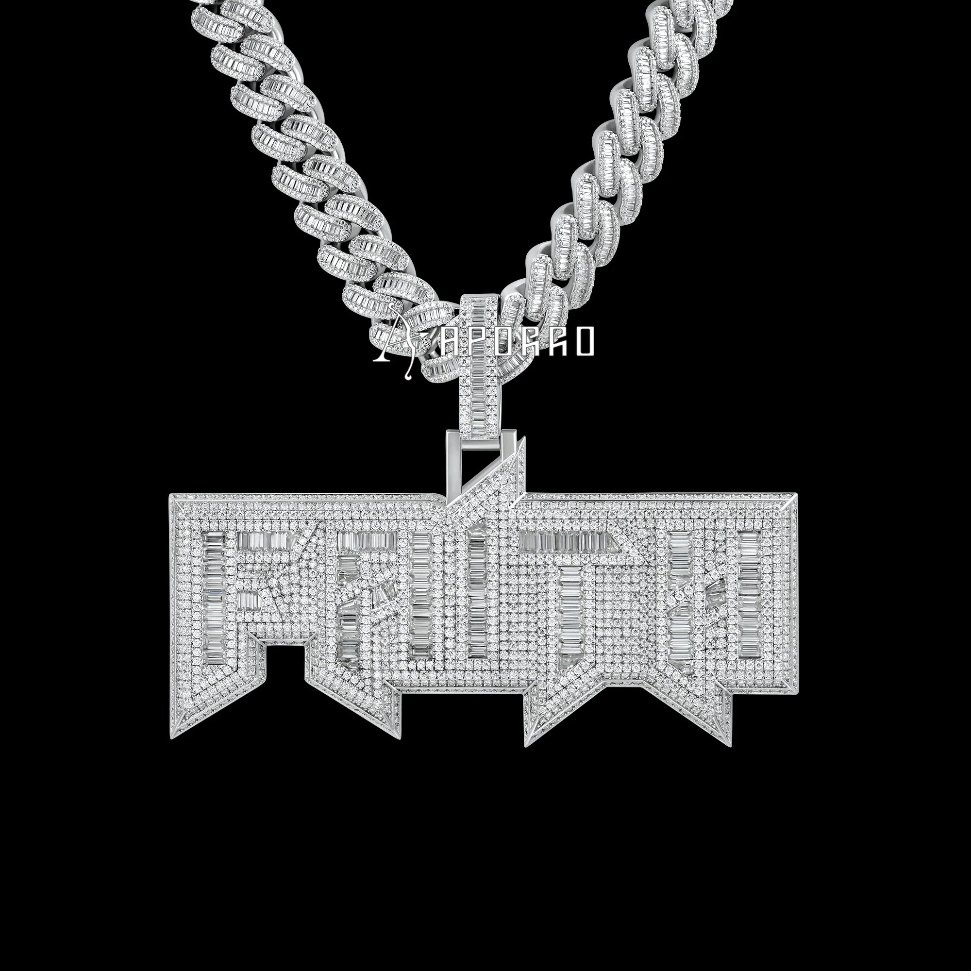 APORRO Premium Custom Baguette Name Necklace