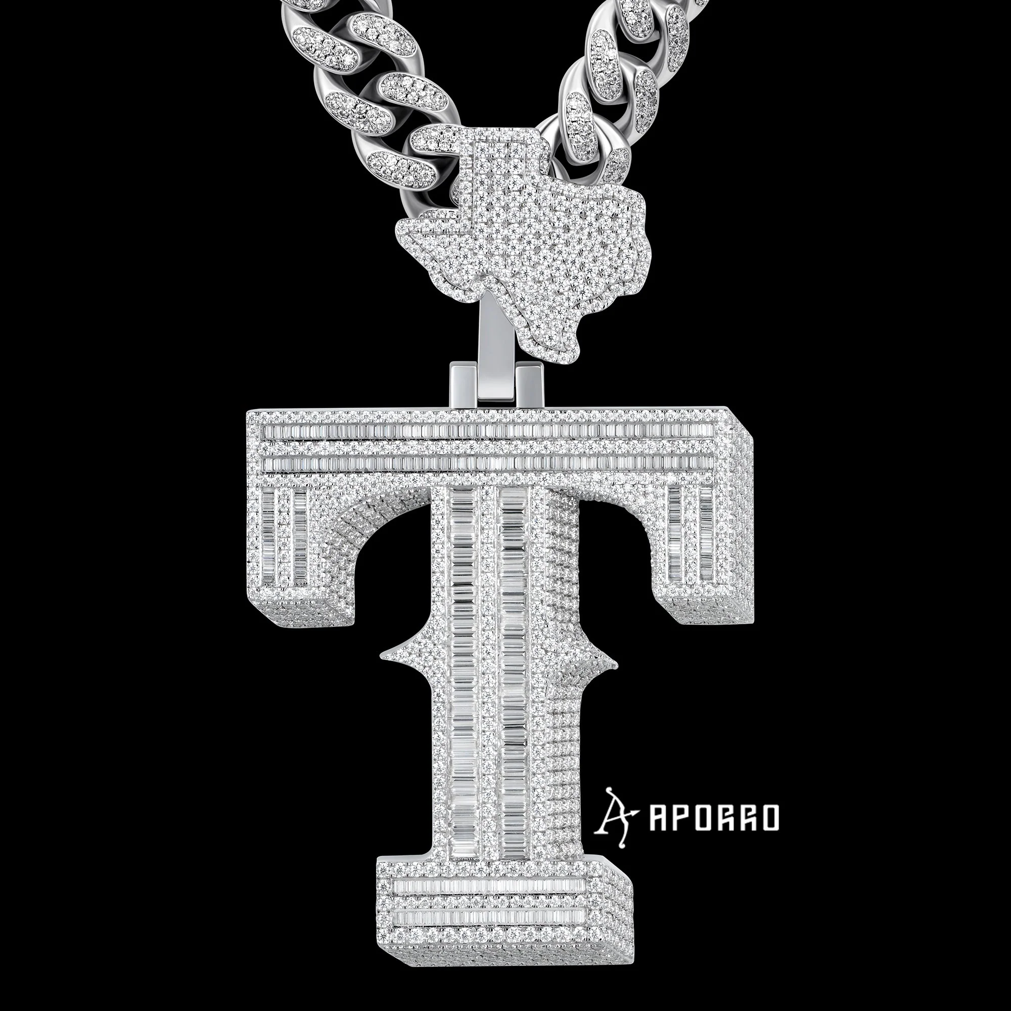 APORRO Premium Custom Baguette T Pendant