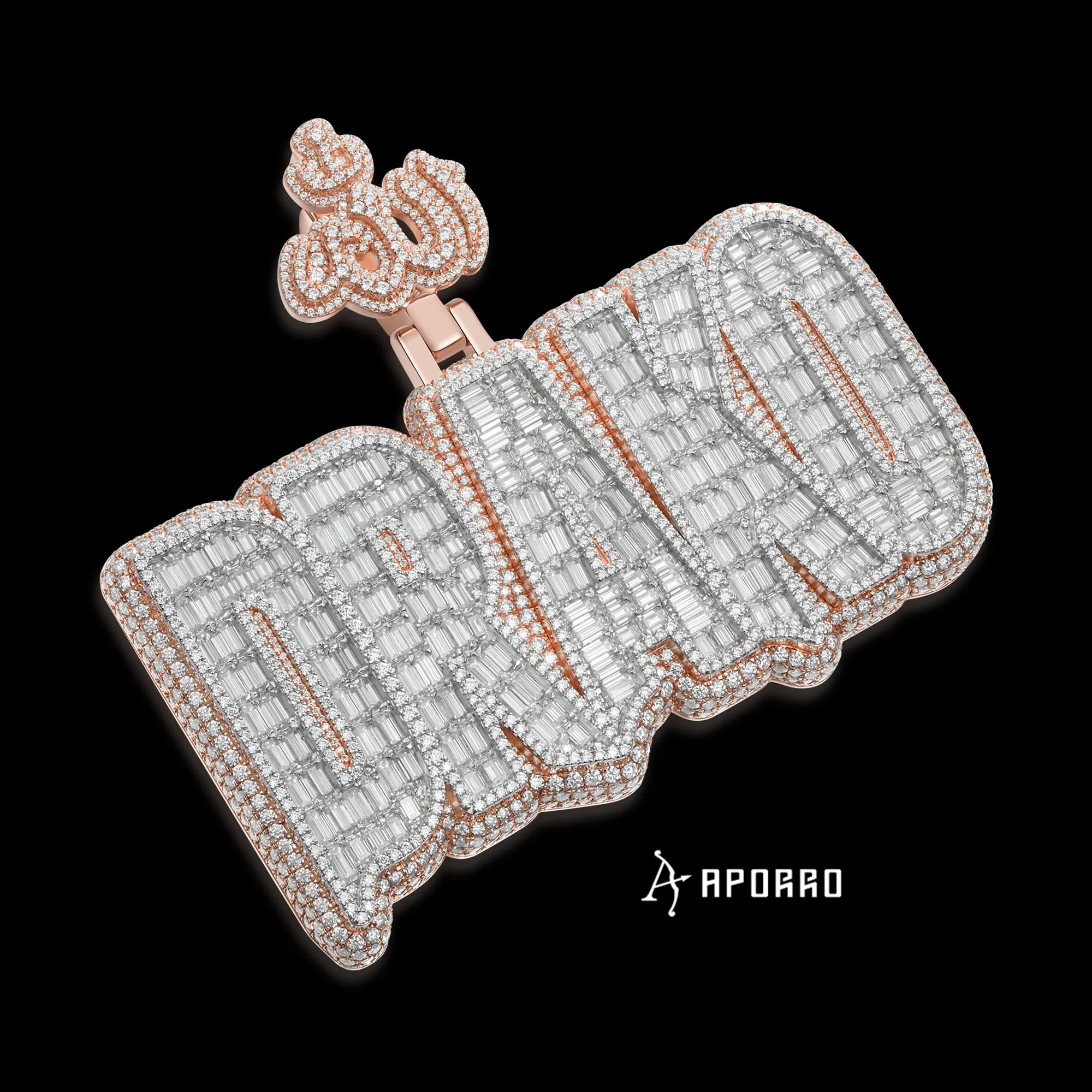 APORRO Premium Custom Drip Emerald Cut Name Necklace - Image 2