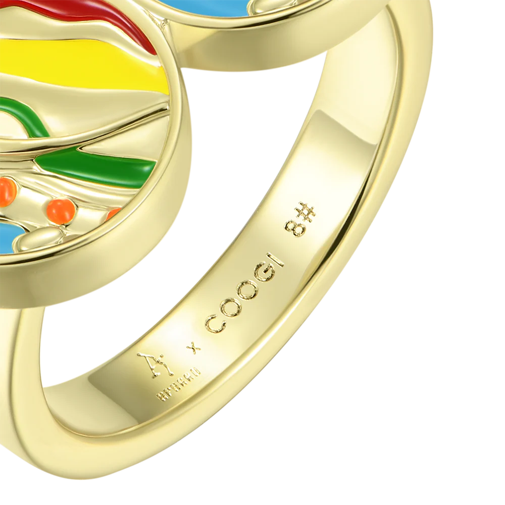 APORRO X COOGI Sweater Stripe Enamel Ring - Image 4