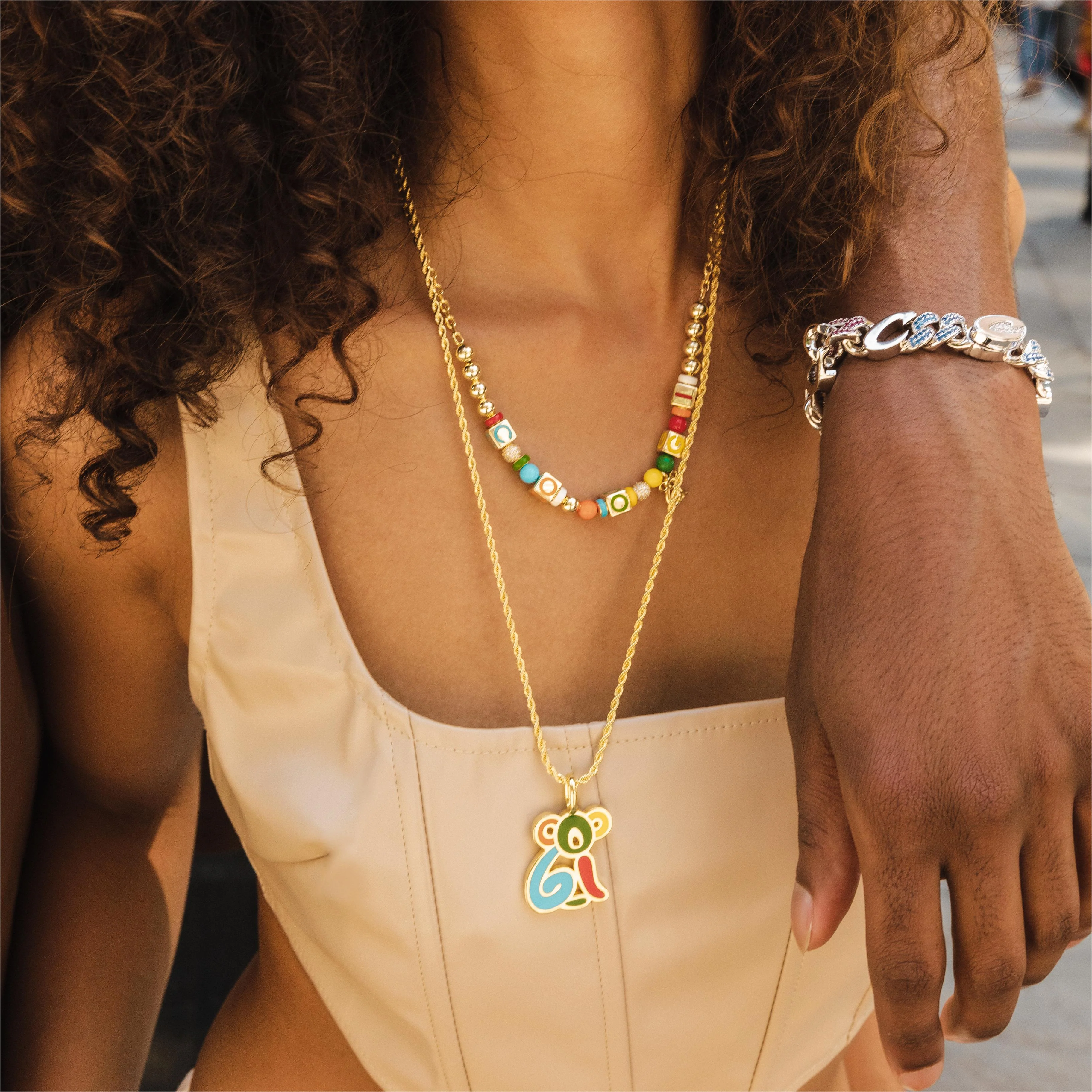 APORRO X COOGI Dice and Beads Enamel Adjustable Necklace - Image 3