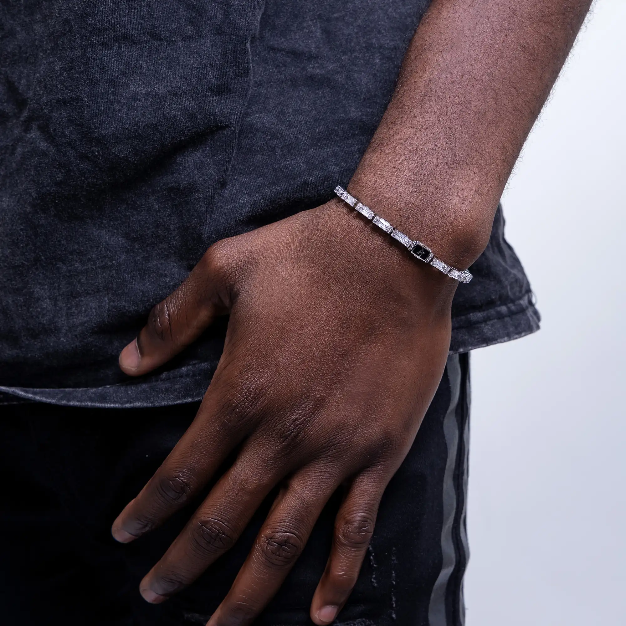 Baguette and Round Cut Tennis Bracelet - 3mm - Image 2