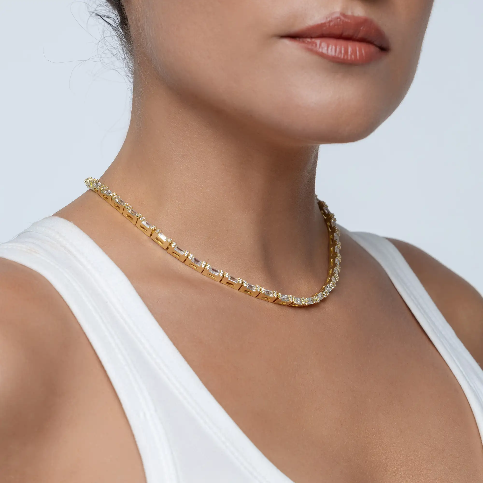 Baguette and Round Cut Tennis Chain - 3mm - Image 2
