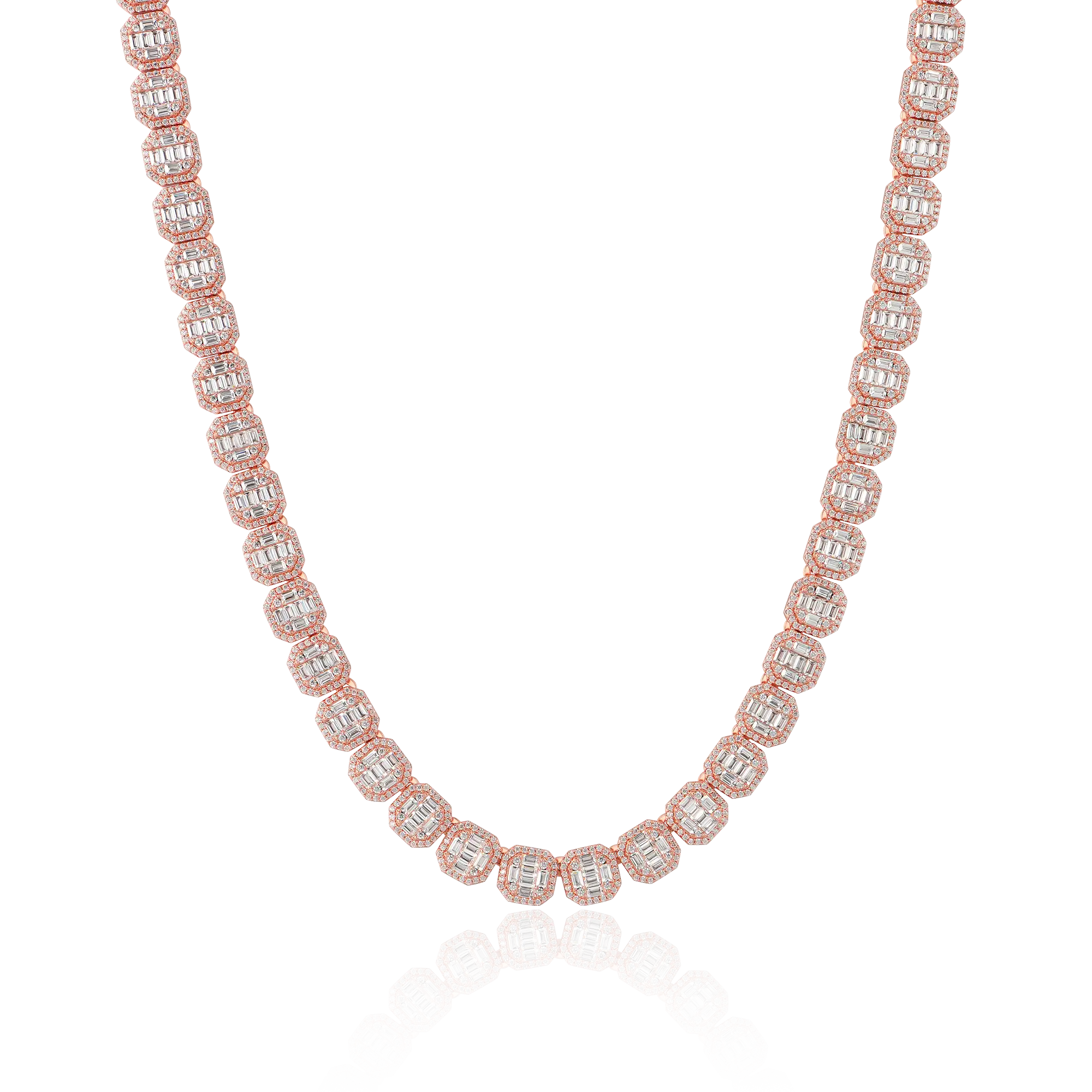 Moissanite Baguette Clustered Tennis Chain - 8mm
