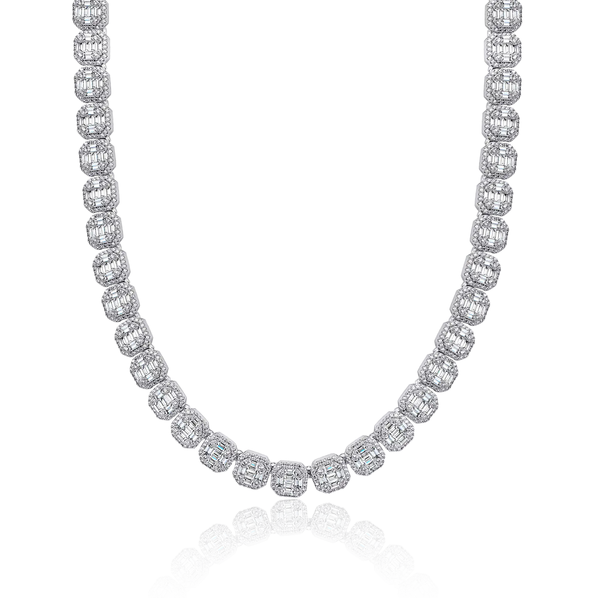 Moissanite Baguette Clustered Tennis Chain - 8mm - Image 6