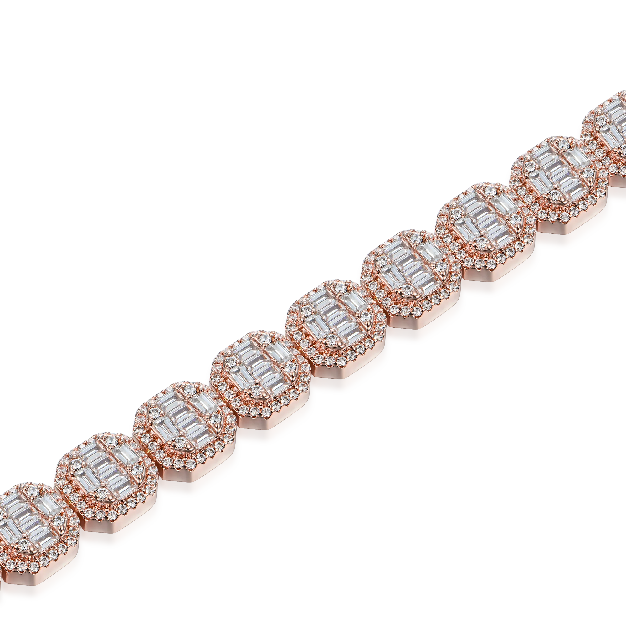 Baguette Clustered Tennis Bracelet - 8mm - Image 3