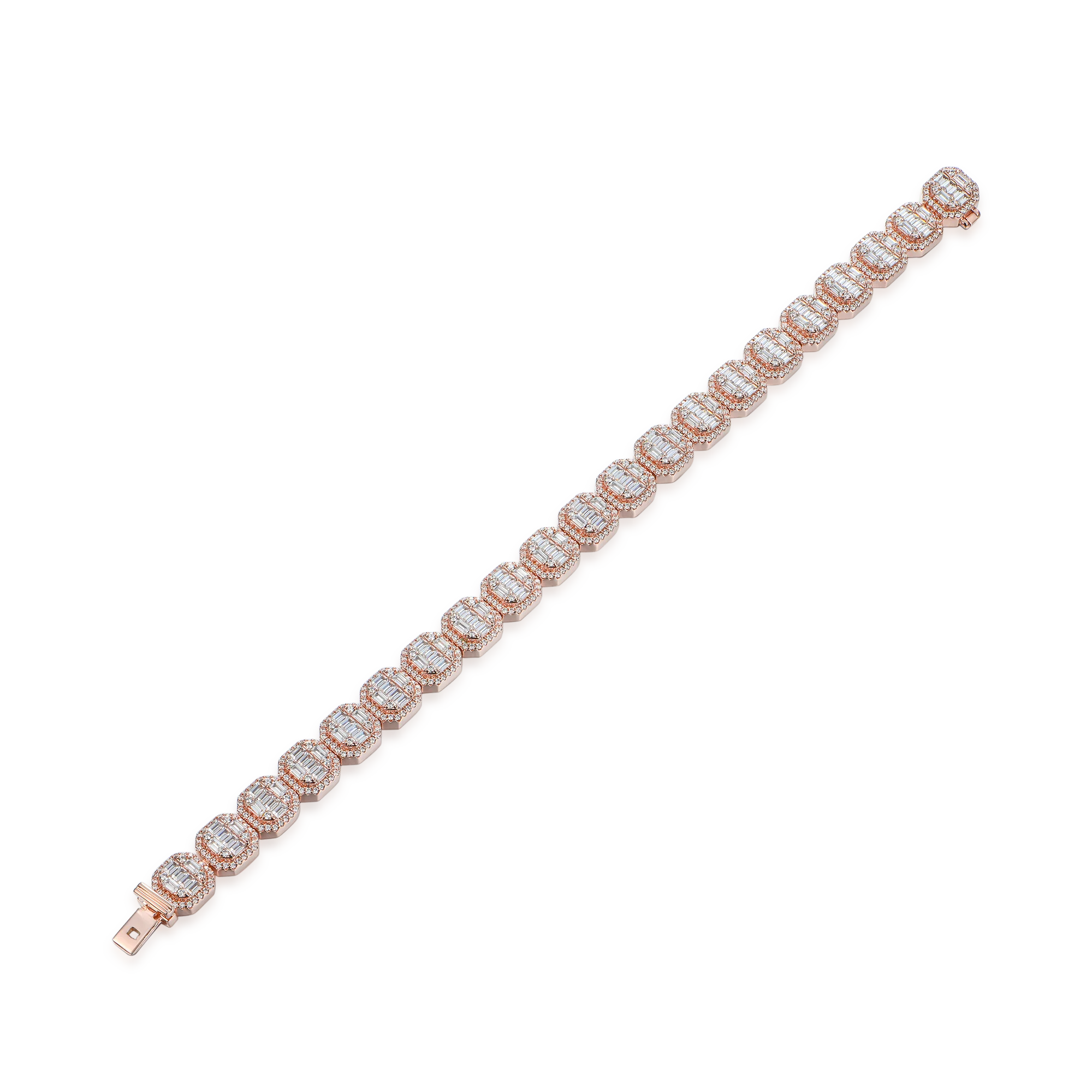 Baguette Clustered Tennis Bracelet - 8mm - Image 4