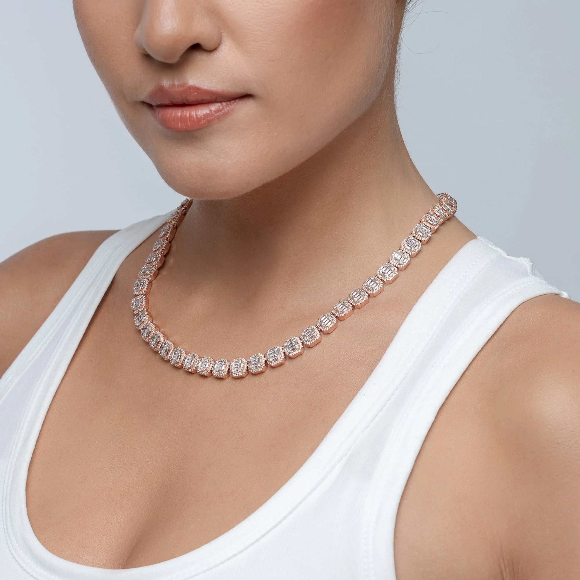 Baguette Clustered Tennis Chain - 8mm - Image 3