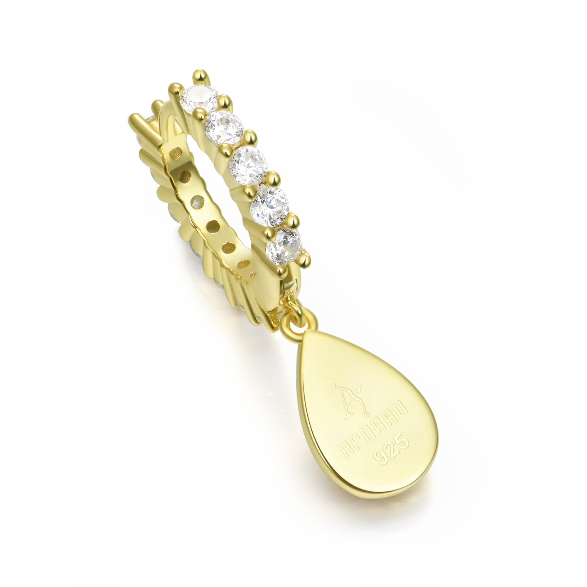 S925 Teardrop Baguette Mix Halo Dangly Earrings - Pair - Image 3