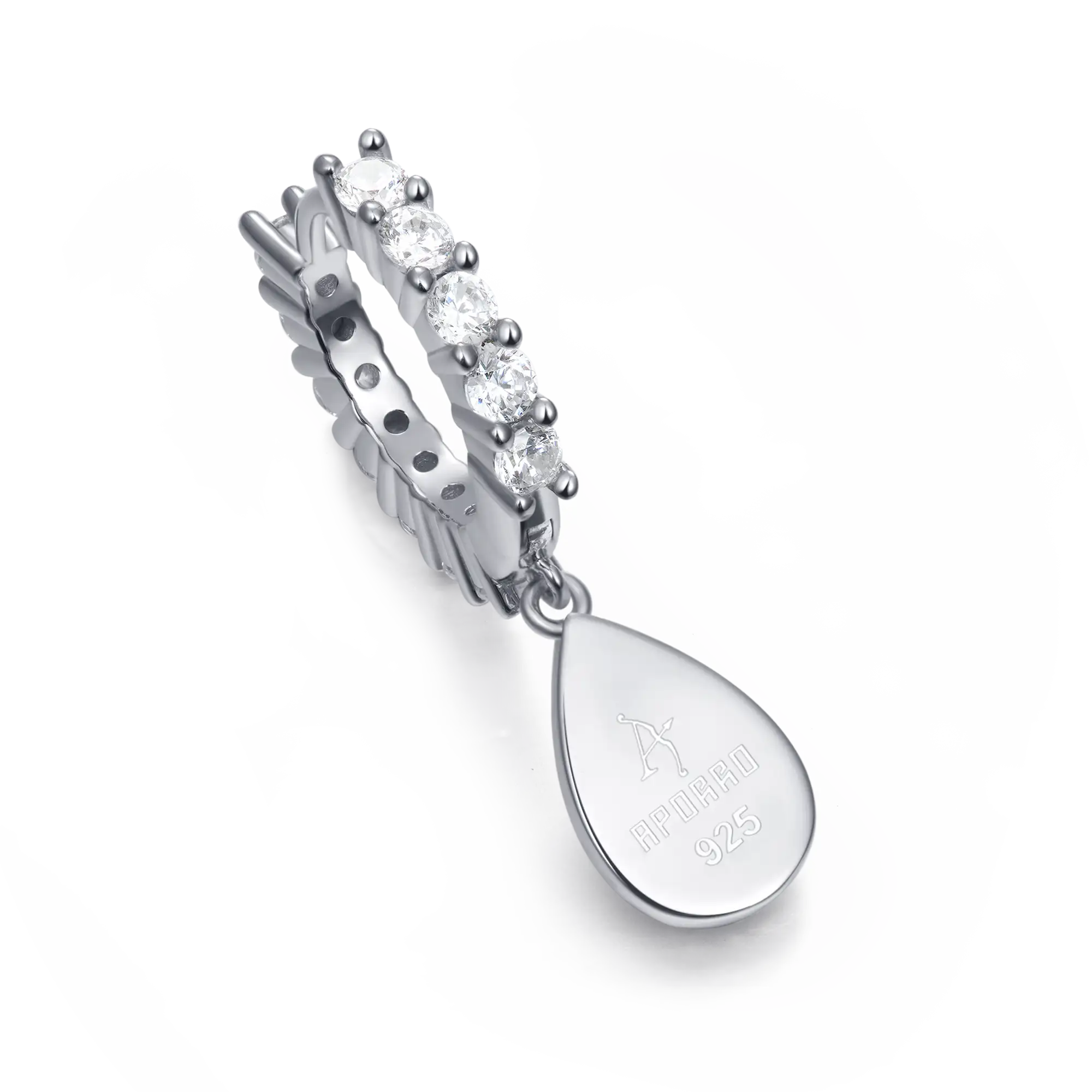 S925 Teardrop Baguette Mix Halo Dangly Earrings - Pair - Image 6
