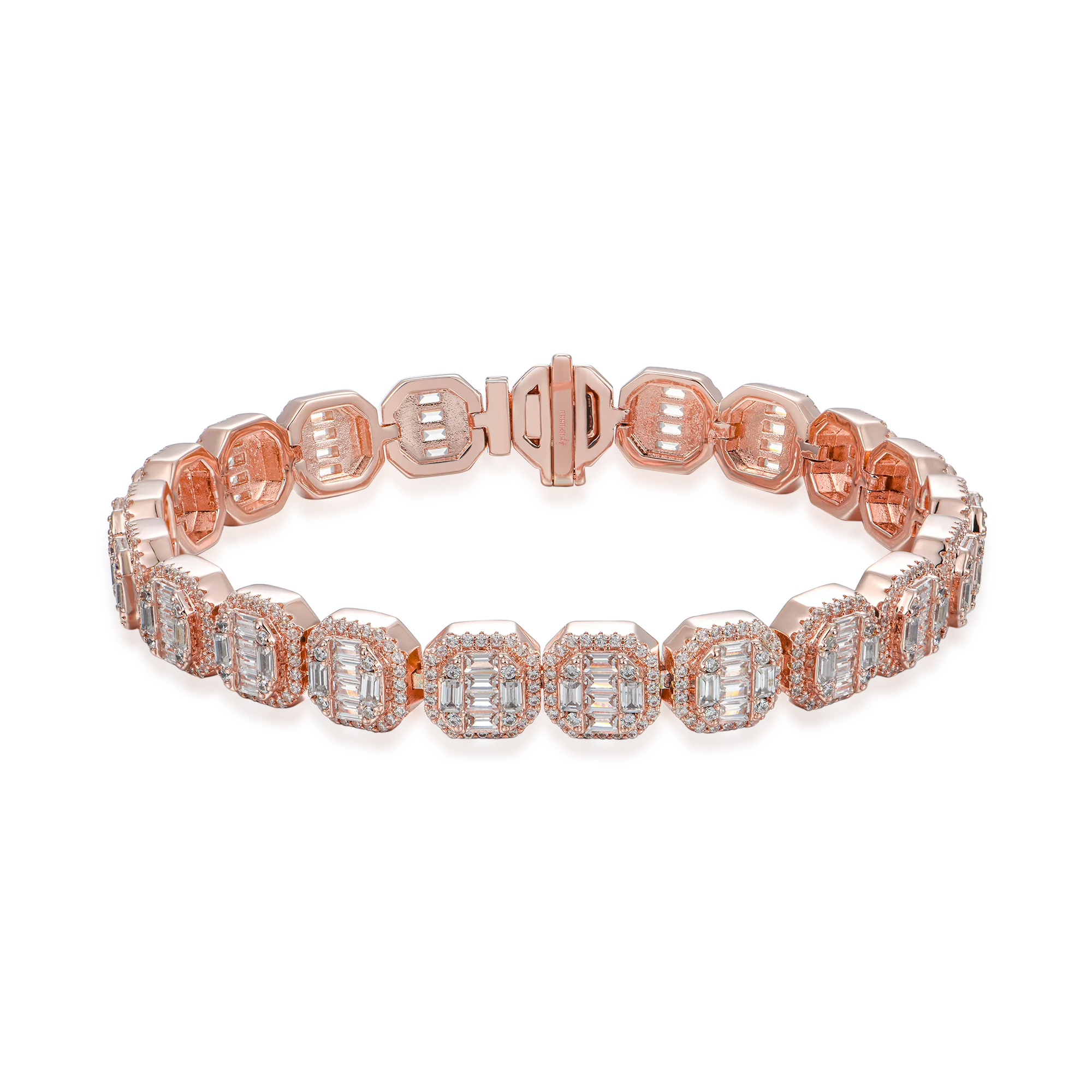 Moissanite Baguette Clustered Tennis Bracelet - 8mm