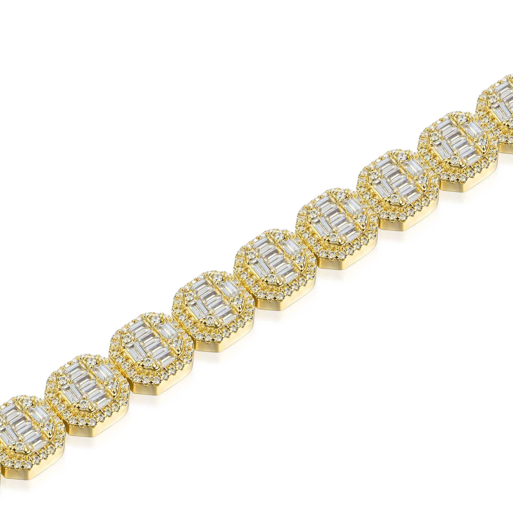 Moissanite Baguette Clustered Tennis Bracelet - 8mm - Image 10
